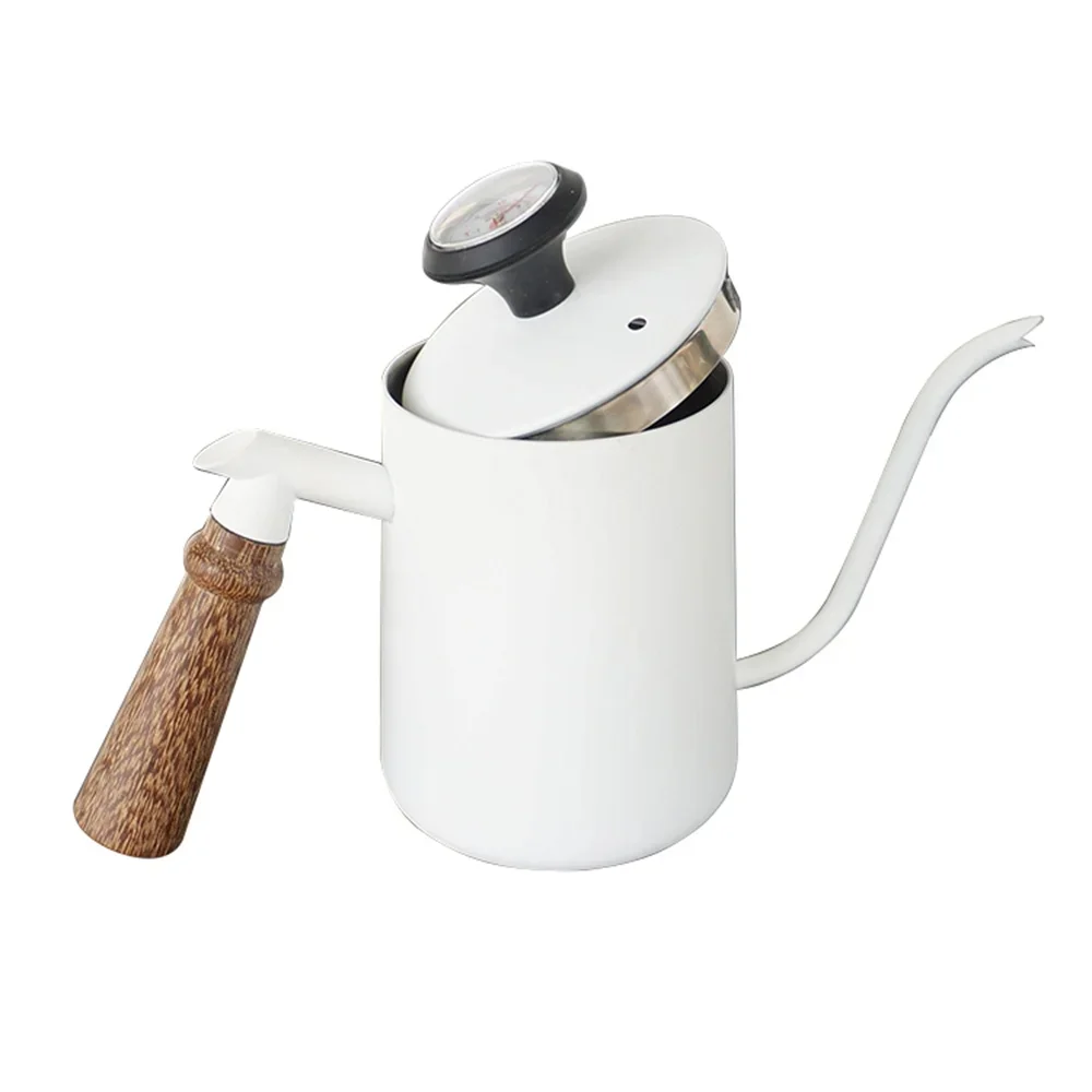 NEW 2024 Steel Pour-Over Coffee Drip Kettle 600ML Coffee Kettle GooseNeck With Thermometer Coffee Tea Pot Swan Neck White Black