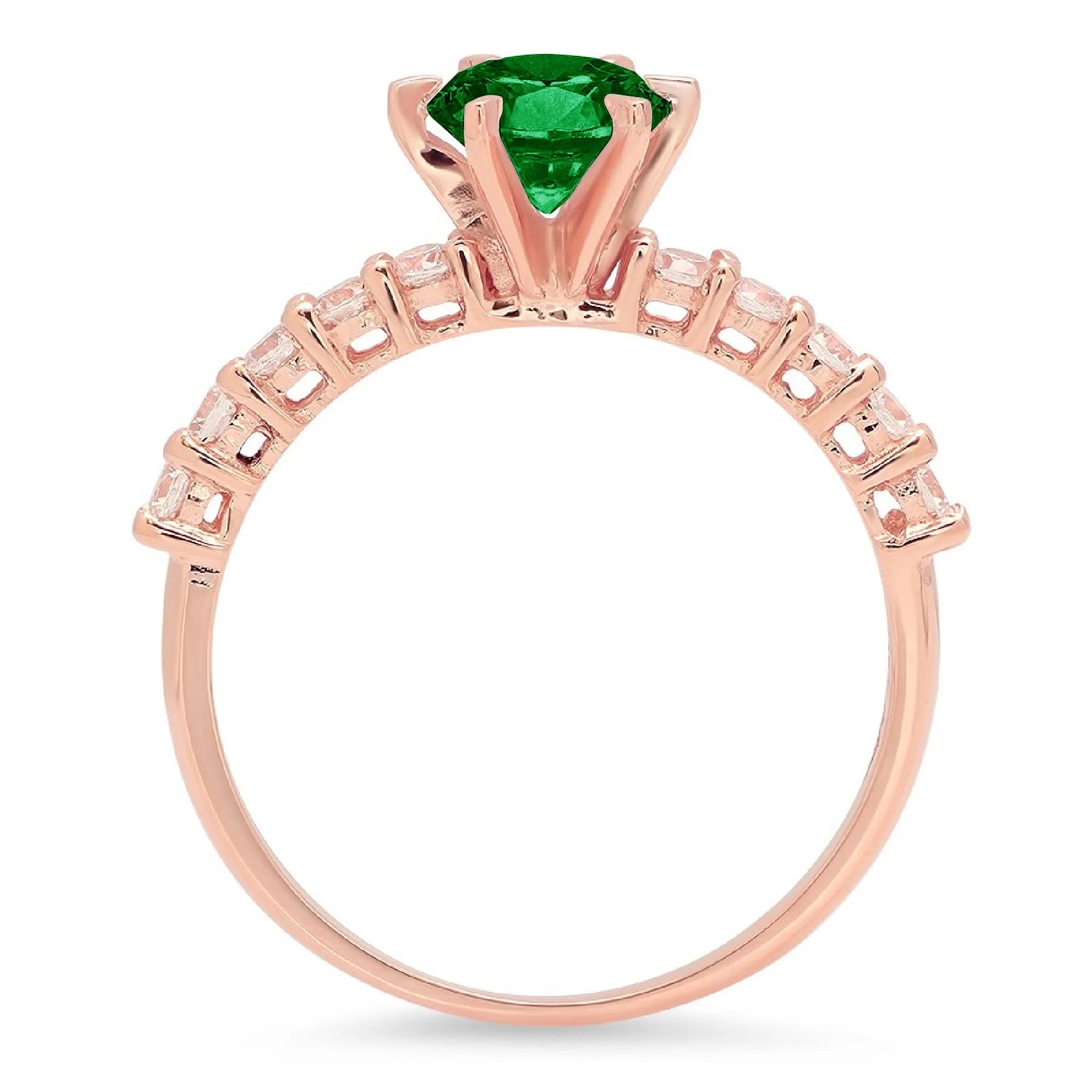 1.05ct round cut green simulated emerald 14k rose gold anniversary engagement ring size 10.5