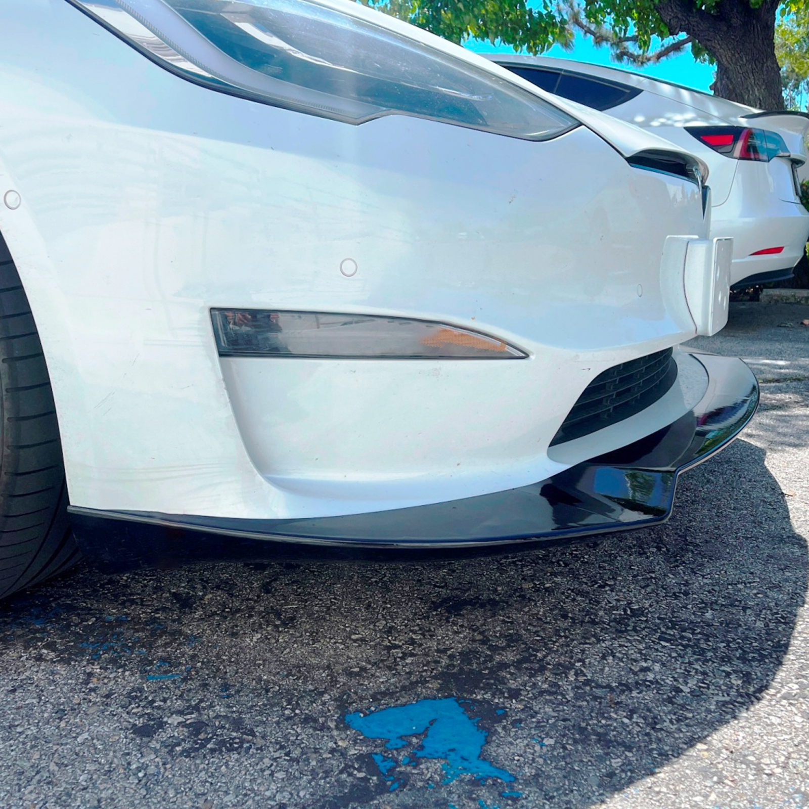 Ikon Motorsports Front Bumper Lip Compatible With 2021-2023 Tesla Model S,  Gloss Black 3PC Front Lip Spoiler Splitter PP Protector Lower Chin Diffuser