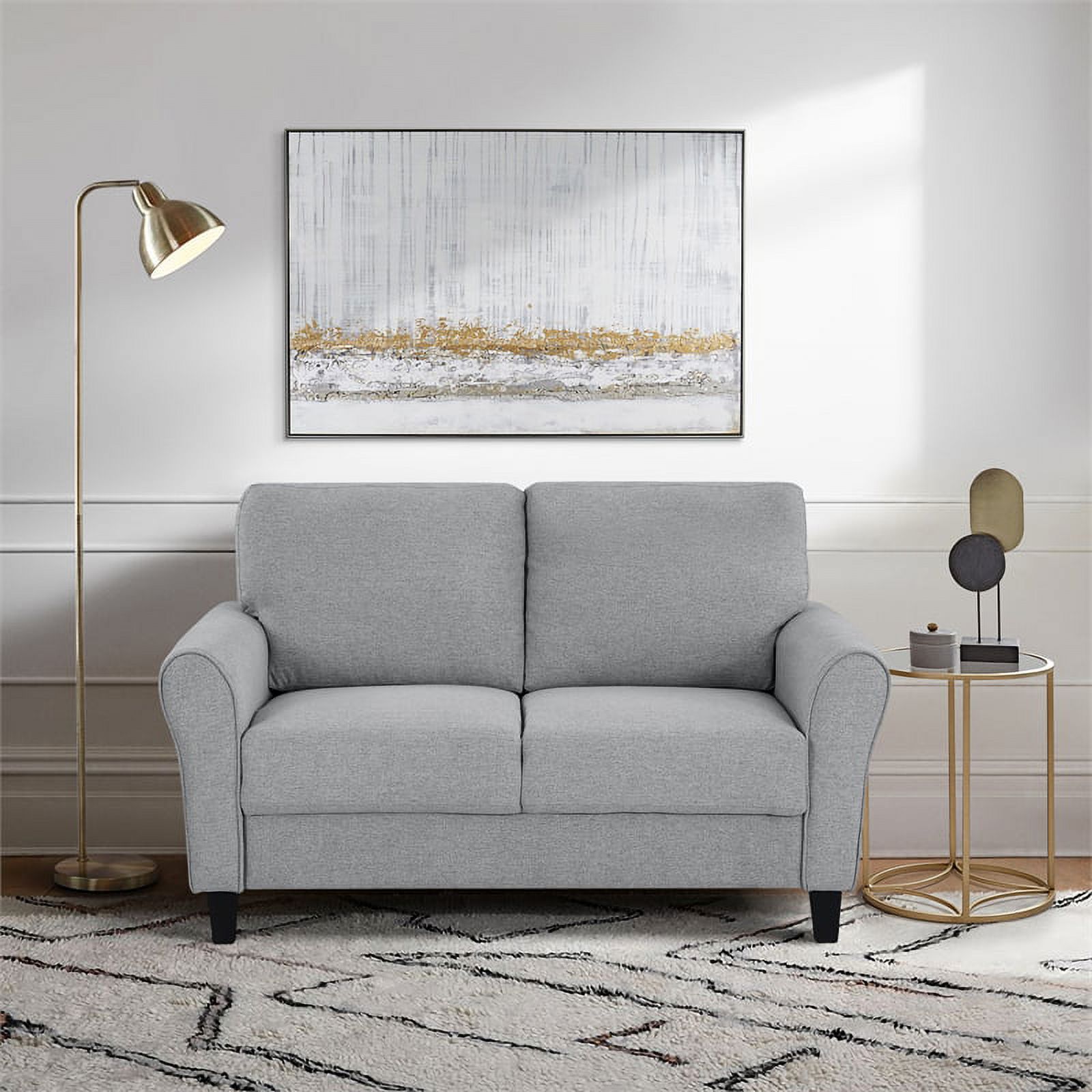 Lexicon Ellery Textured Fabric 2-Piece Upholstered Sofa Set in Dark Gray