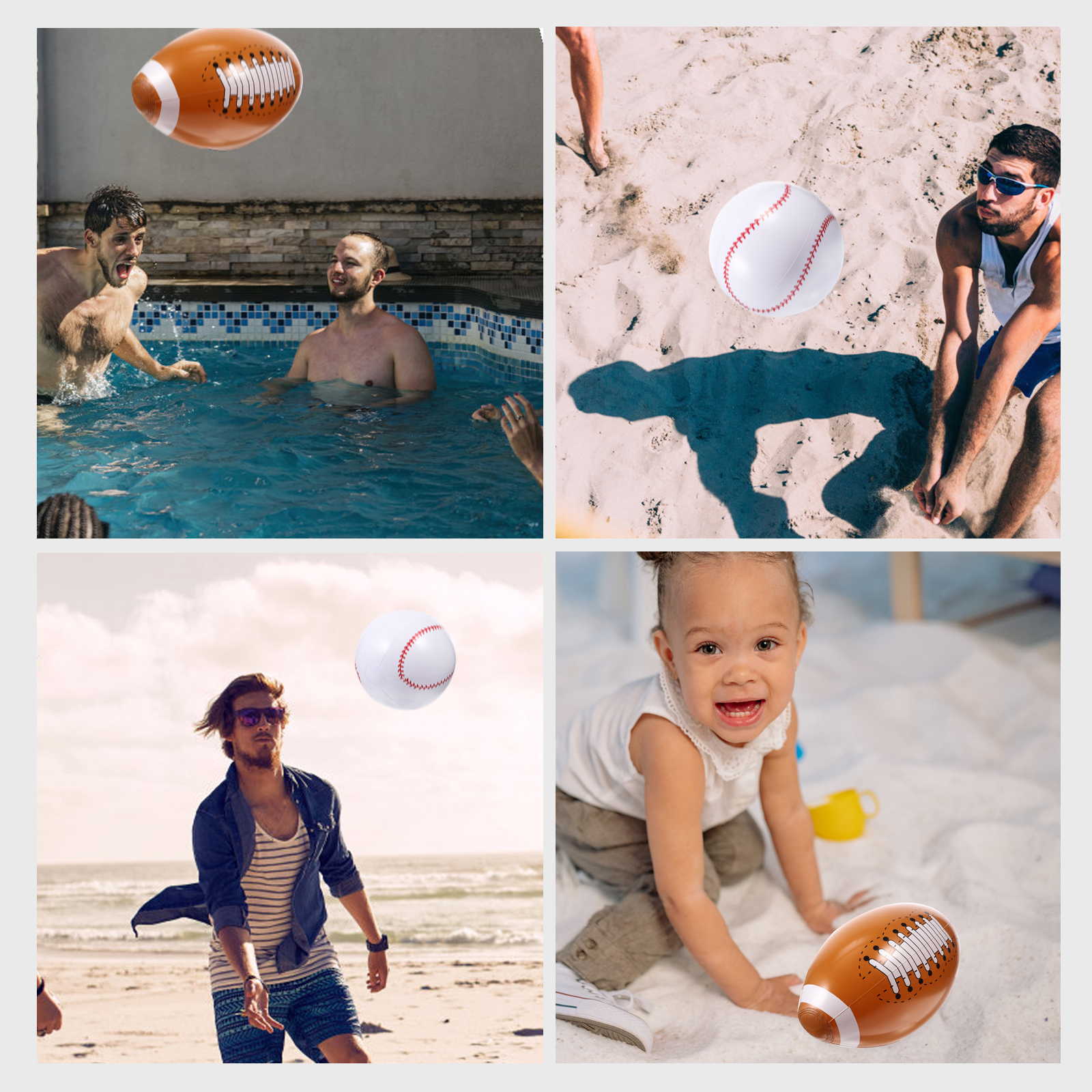 6 Pcs Toys for Toddlers Beach outside Inflatable Baseball American Style Pvc Child