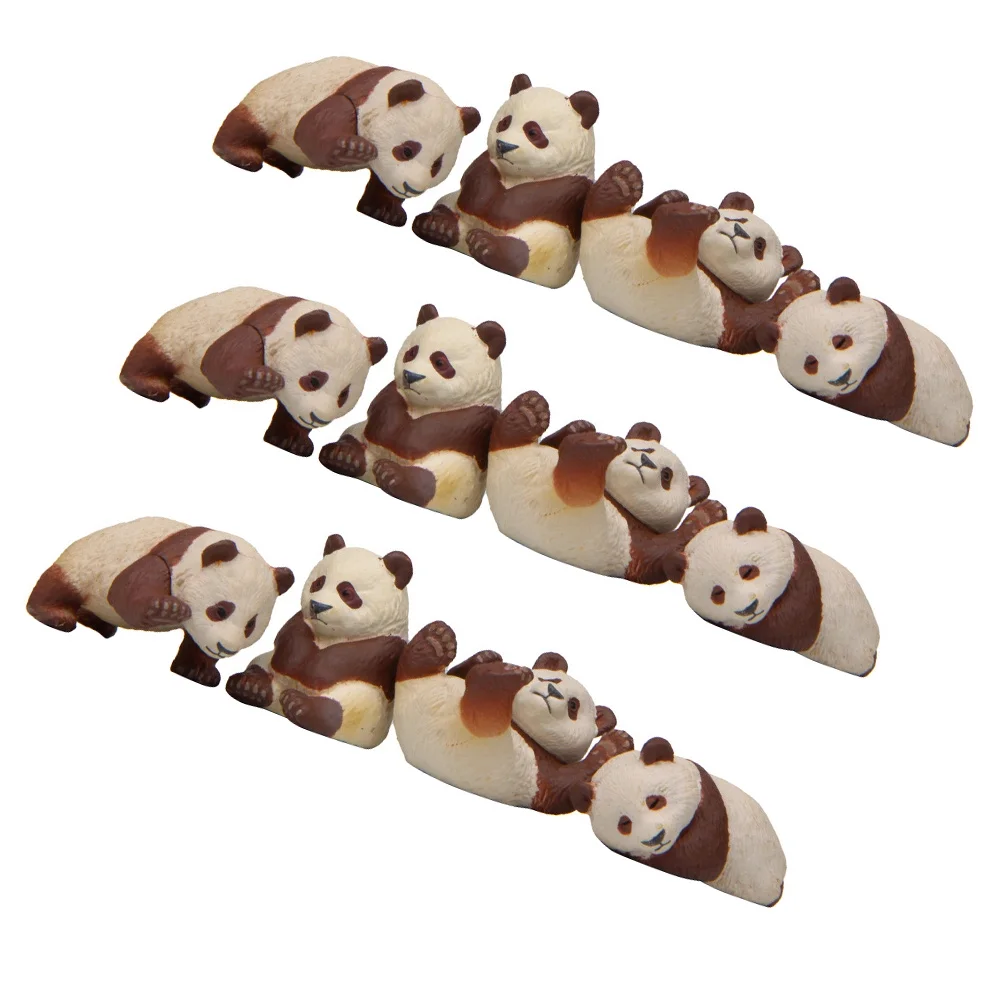 12Pcs  Miniature Panda Adornments Decorative Animal Models Creative Panda Dolls