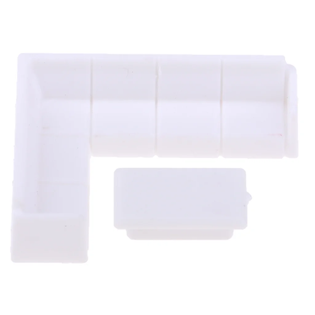 1: 75th Dollhouse Living Room Furniture Modern Tea Table Sofa Furniture White