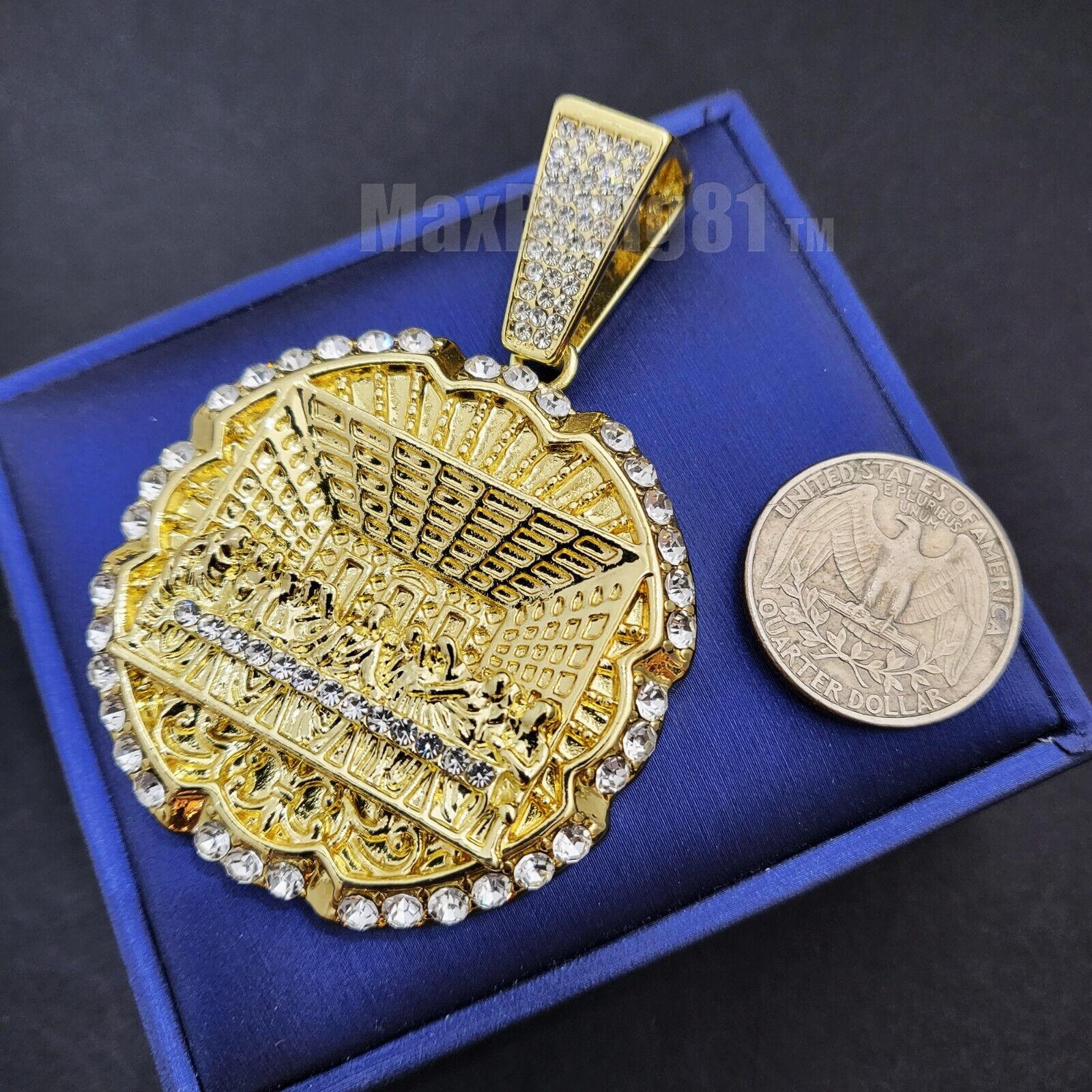 Hip Hop Last Supper Cubic Zirconia pendant & Full 15mm Iced Cuban Chain Necklace