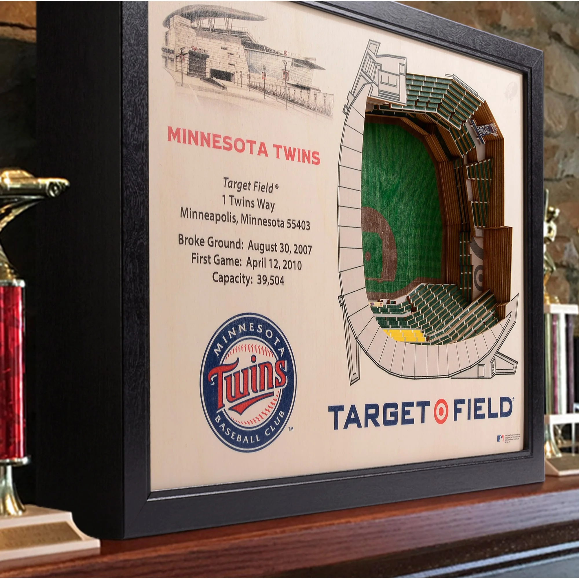 YouTheFan  22.25 x 22 x 23 in. MLB Minnesota Twins 25-Layer StadiumViews 3D Wall Art - Target Field