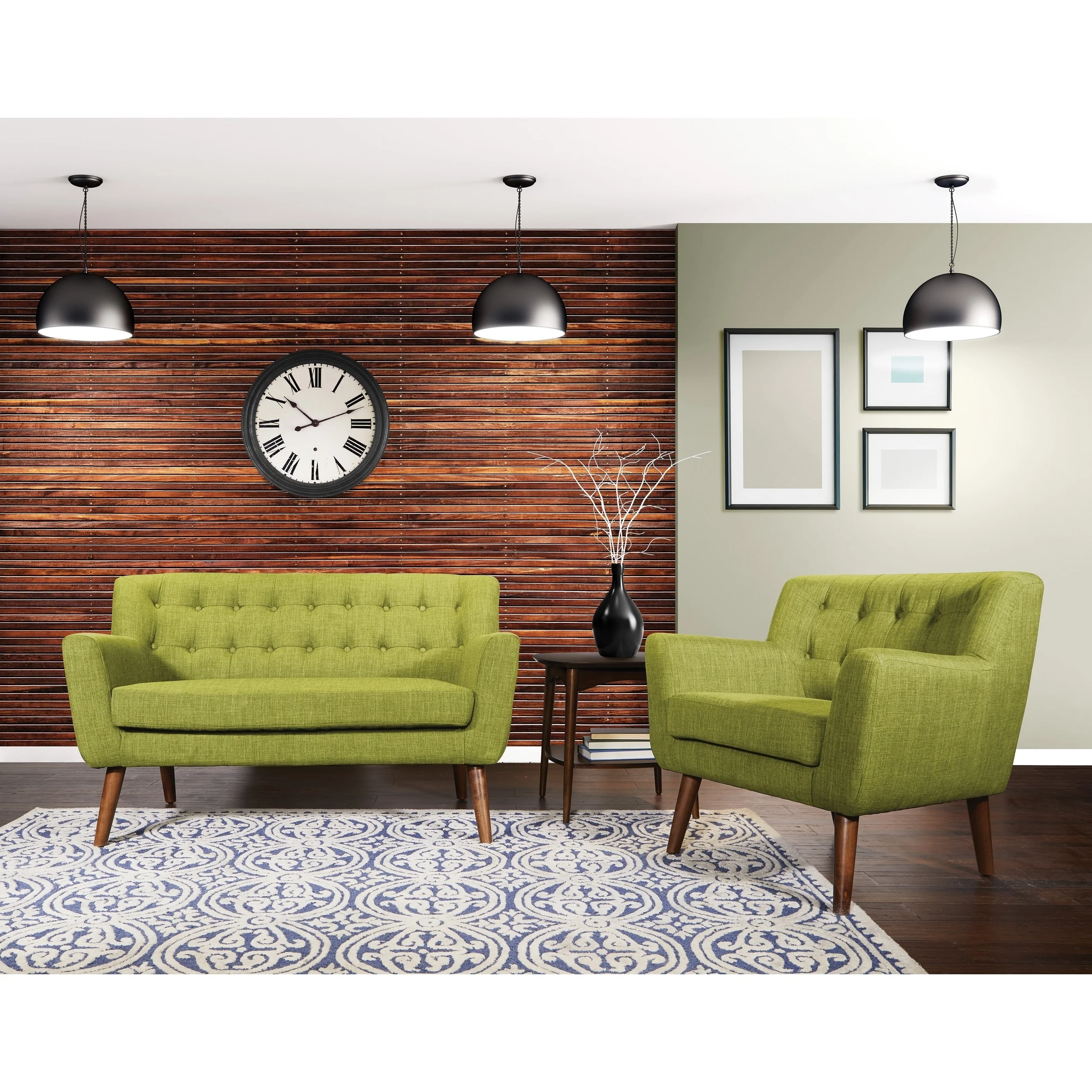 Carson Carrington  Balestrand Mid-century Tufted Back Fabric Loveseat navy