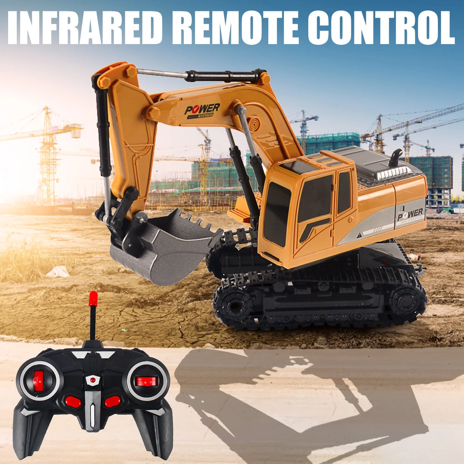 Car Model Rc Trucks Mini Rc Excavator 1:24 Alloy Plastic Engineering Car Christmas Electri Pool Toys For Toddlers 1-3 Plastic Alloy As Shown