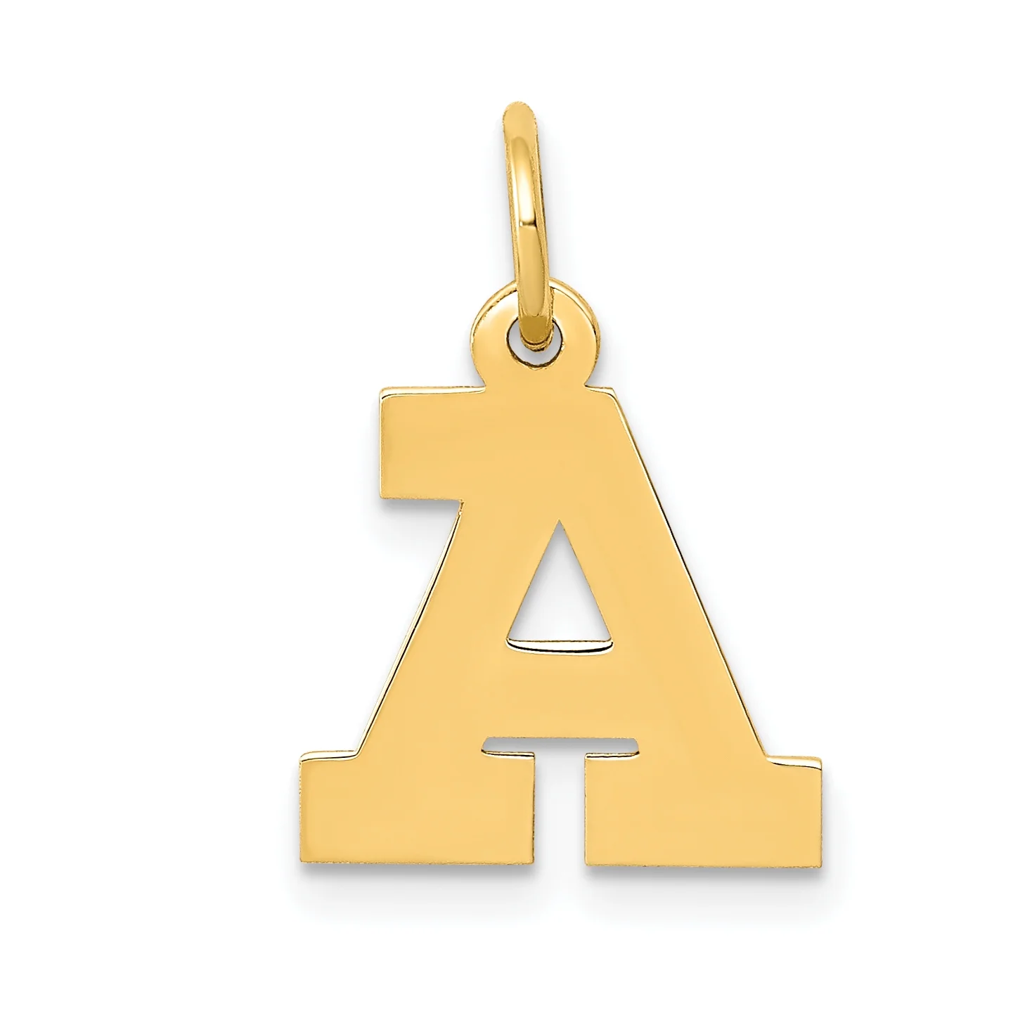 Carat in Karats 14K Yellow Gold Small Block Letter A Initial Pendant Charm (13.35mm x 11.75mm) With 14K Yellow Gold Lightweight Rope Chain Necklace 16''