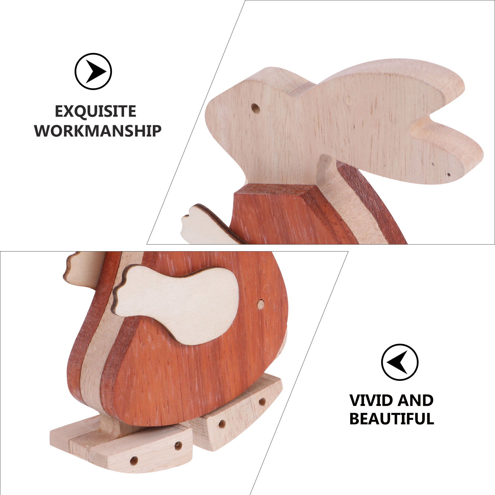 Wooden Crafts Toys Playset Home Decor Household Rabbit Child Red