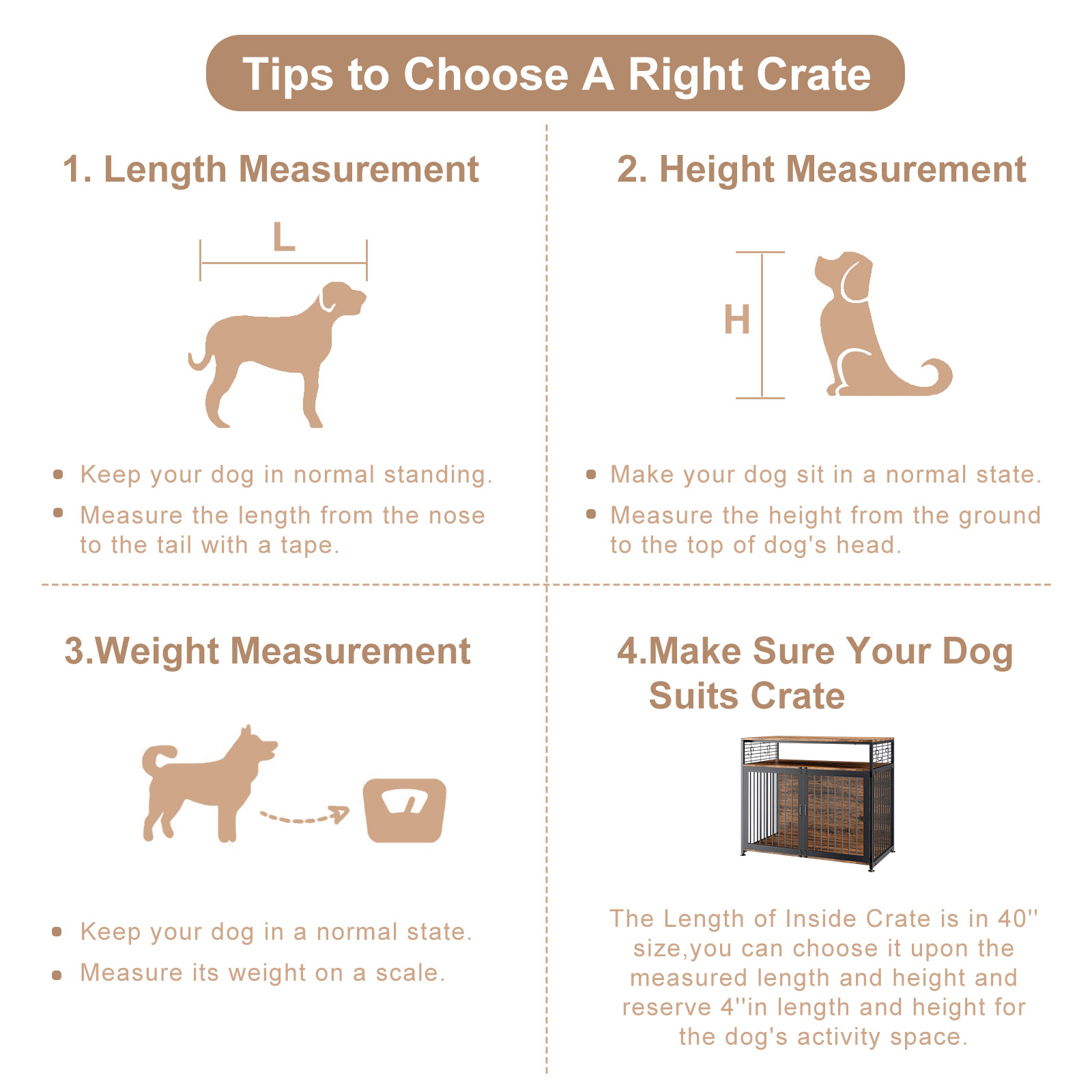 MOPHOTO Easy to Assemble Dog Crate Furniture, 41