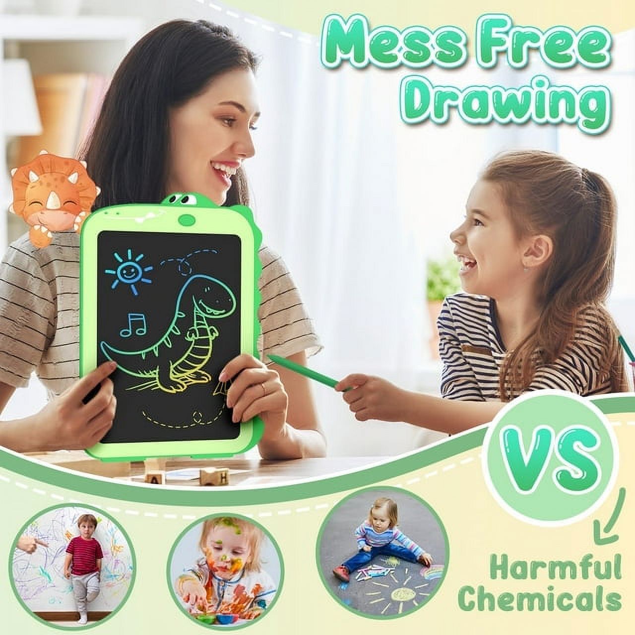 LCD Writing Tablet for Kids, Toddler Toys Learning Drawing Board Dinosaur Toys for 3 4 5 6 7 8Year Old Boys Girls Birthday Gifts Idea Light Doodle Pad Educational Stationery