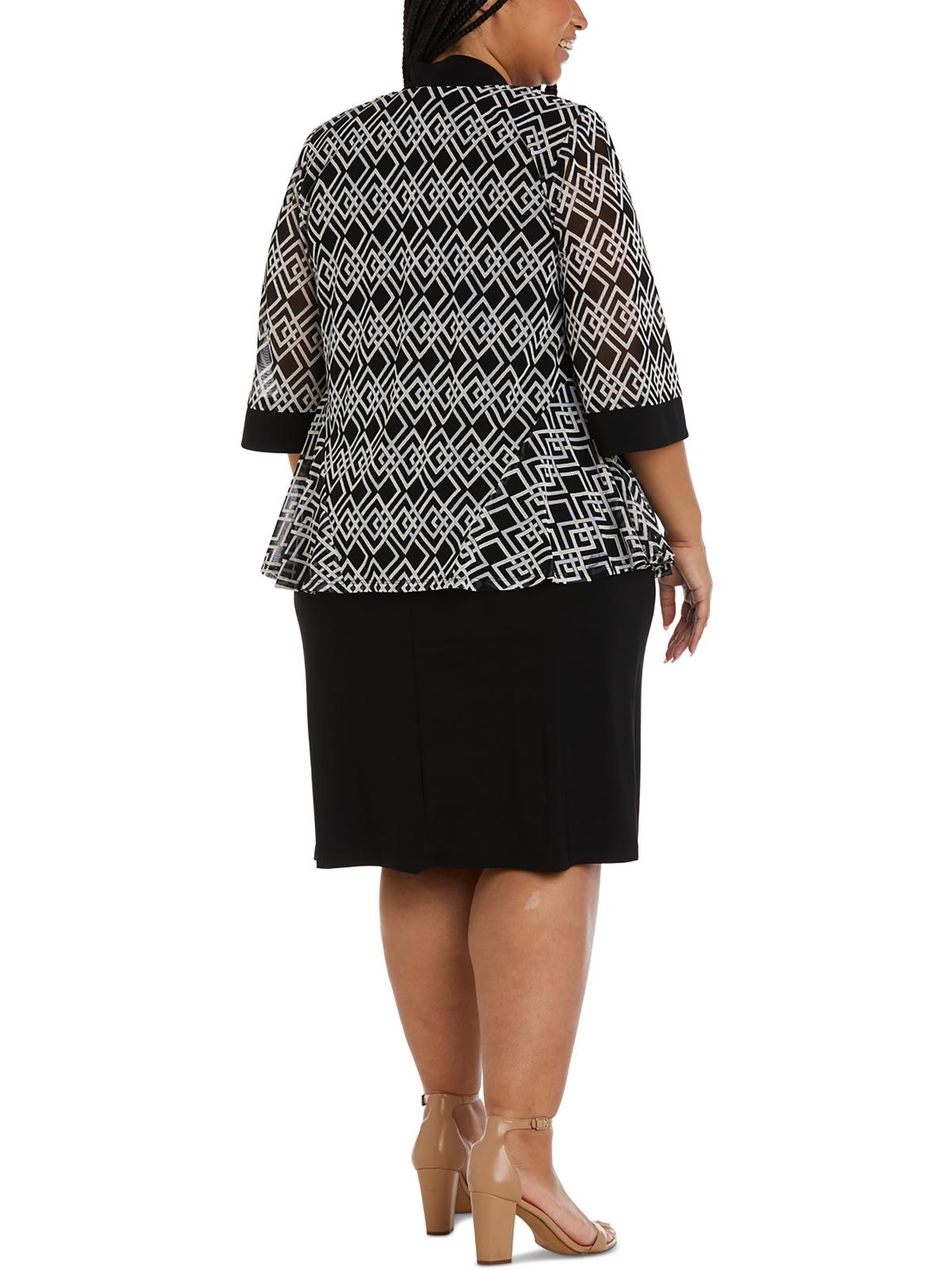 R&M Richards Womens Plus Work Midi Shift Dress