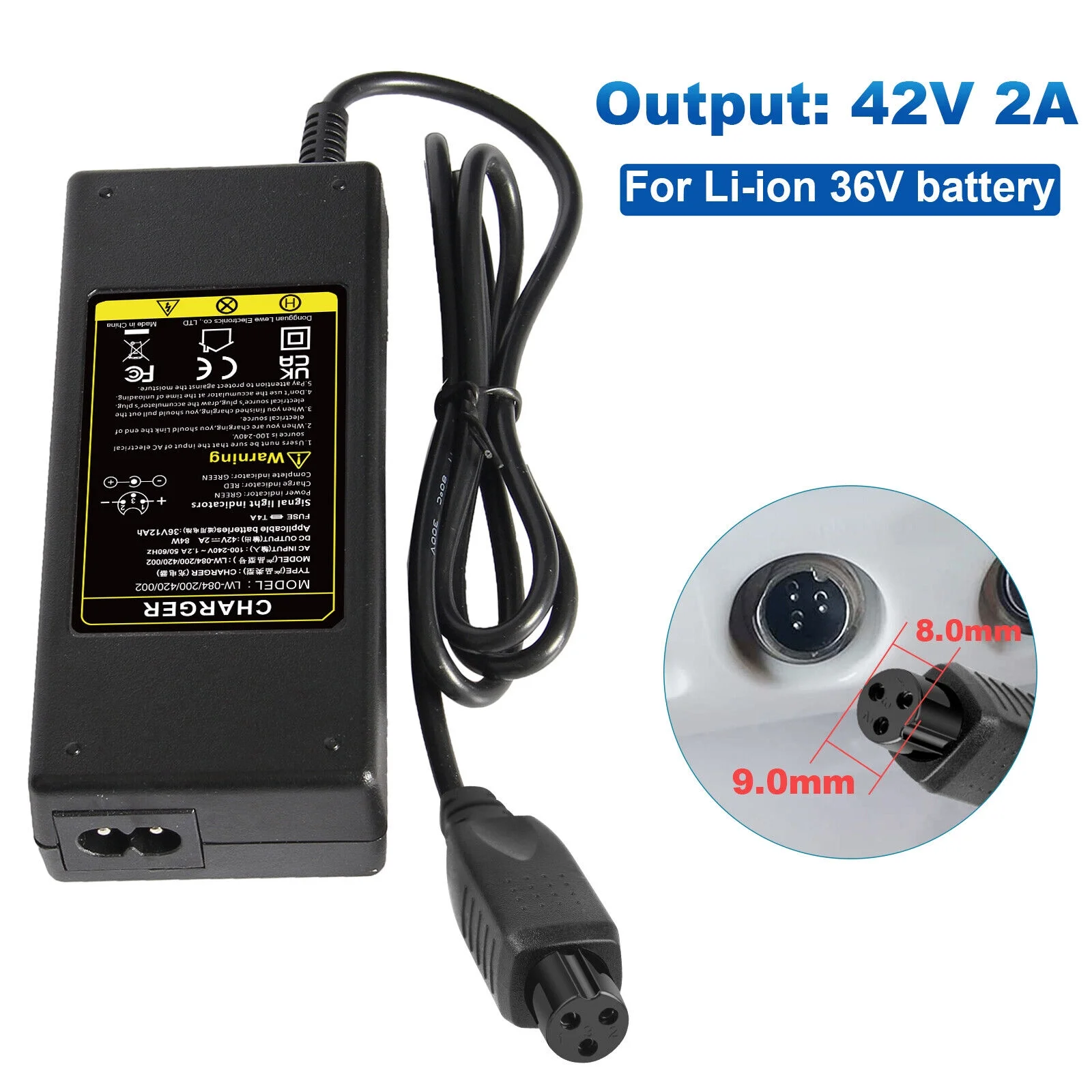 42V 2A 84W Charger for Hoverboard 2.0 hovertrax Razor/Swagtron T1/Swagway X1/jetson V6