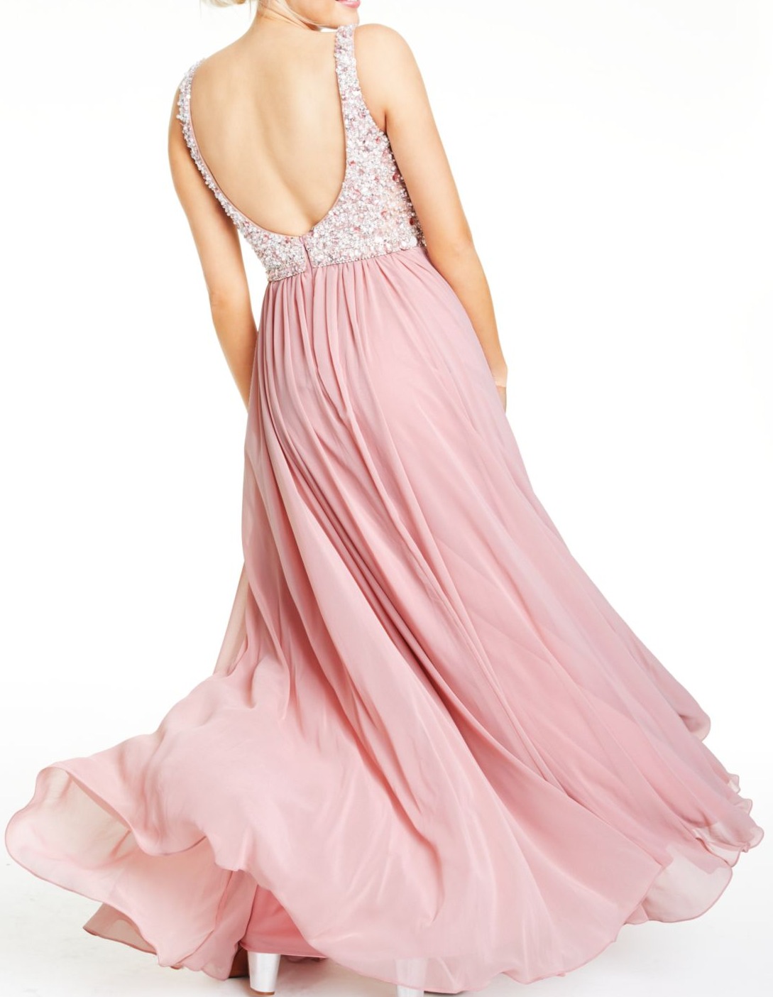 Glamour By Terani Womens Dress Embellished Illusion Gown   Pink 8