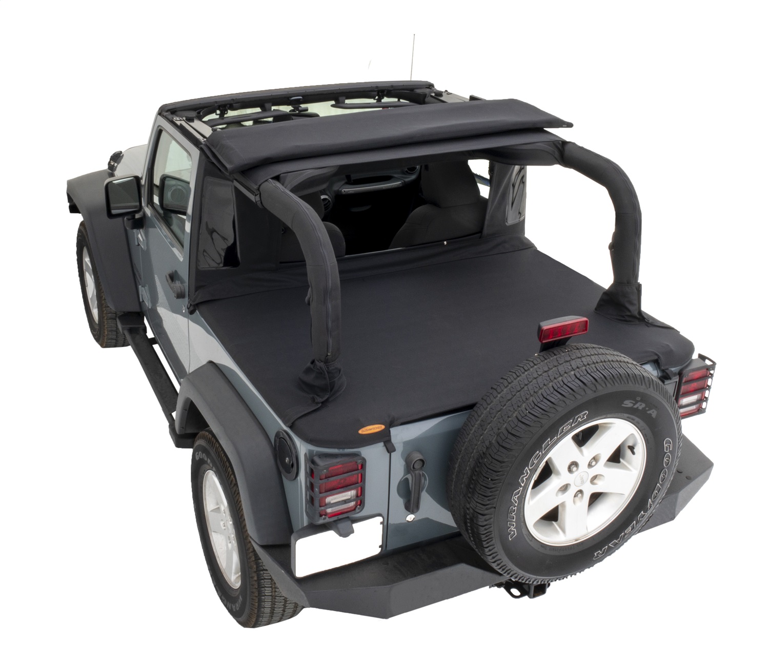 Bushwacker by RealTruck Trail Armor Twill Flat Back Soft Top | Black, Twill | 15235 | Compatible with 2007-2018 Jeep Wrangler w/ 2 Doors