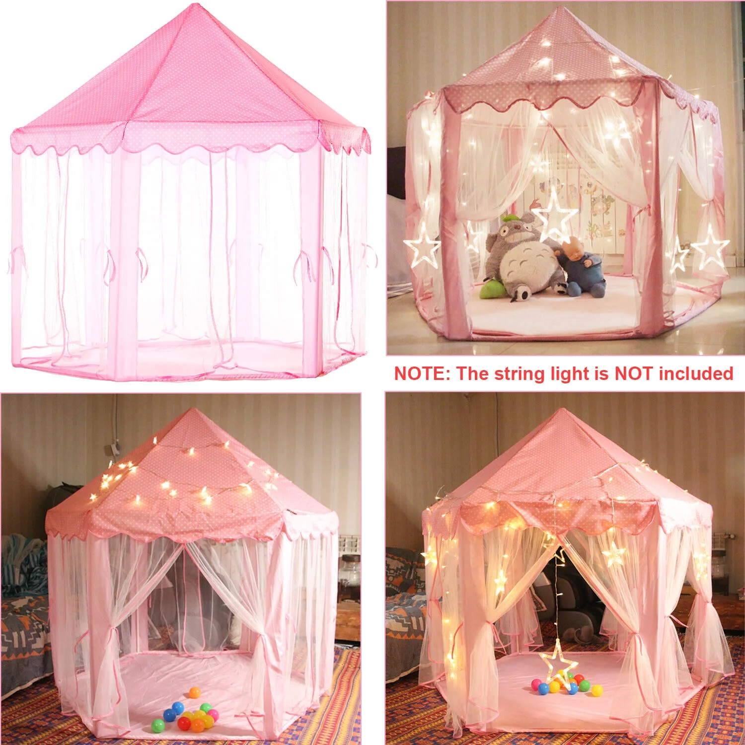 Girls Princess Castle Play Tent Large Indoor Outdoor Kids Playhouse Gift Pink