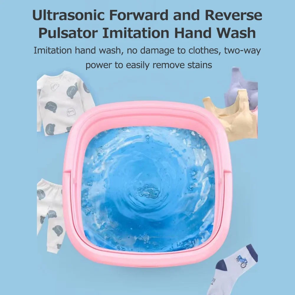 Washing Machine Small Household Folding Portable Automatic Forward And Reverse Pulsator Elution Dual Purpose Imitation Hand Wash With Drain Hole Fruit Washing Machine