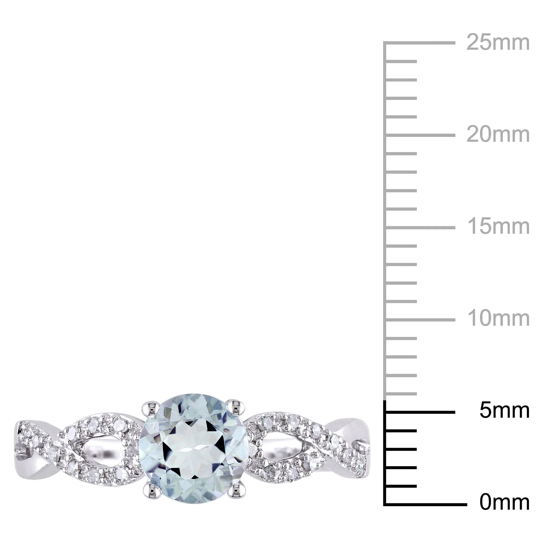 Everly Women's 1 CT Aquamarine and 1/10 CT T.W. Diamond 10kt White Gold Infinity Engagement Ring