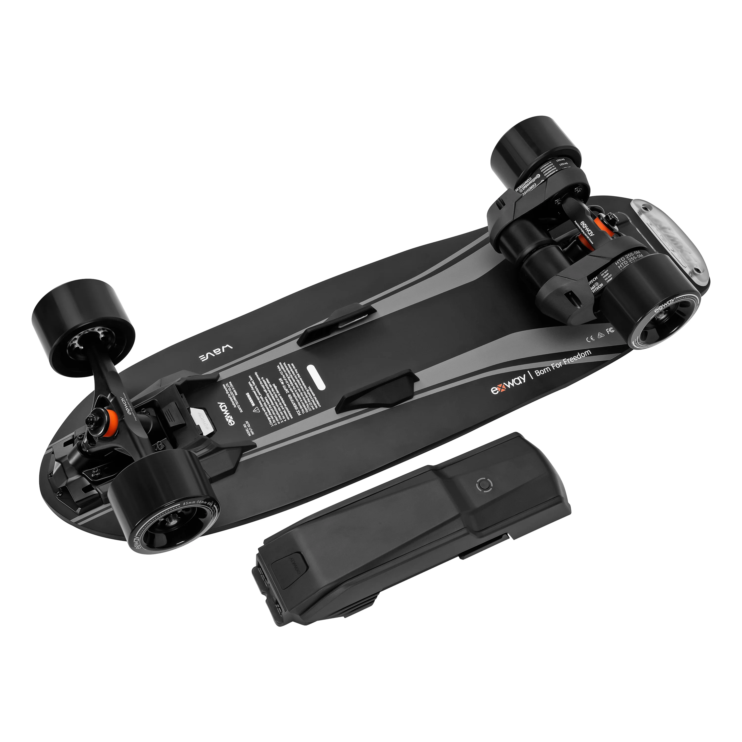 Exway Wave Riot Electric Skateboard with Remote, Speed 23mph, Range 13miles, Quick-Swap Battery, Max Load 440lbs , IP55 Waterproof, Cruiser for Adults & Teens
