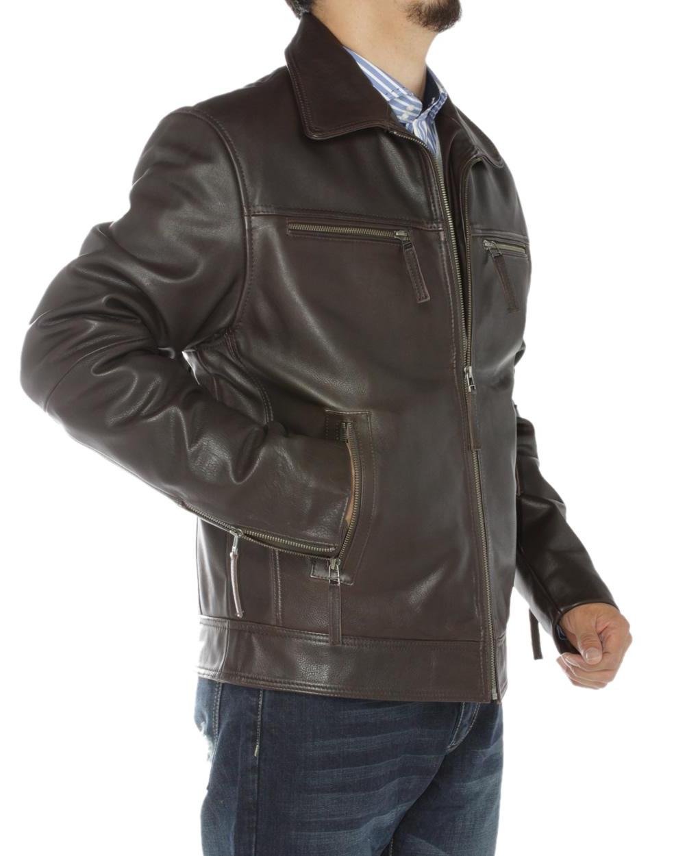Mens Brown Coat Luciano Natazzi Full Grain Cow Leather