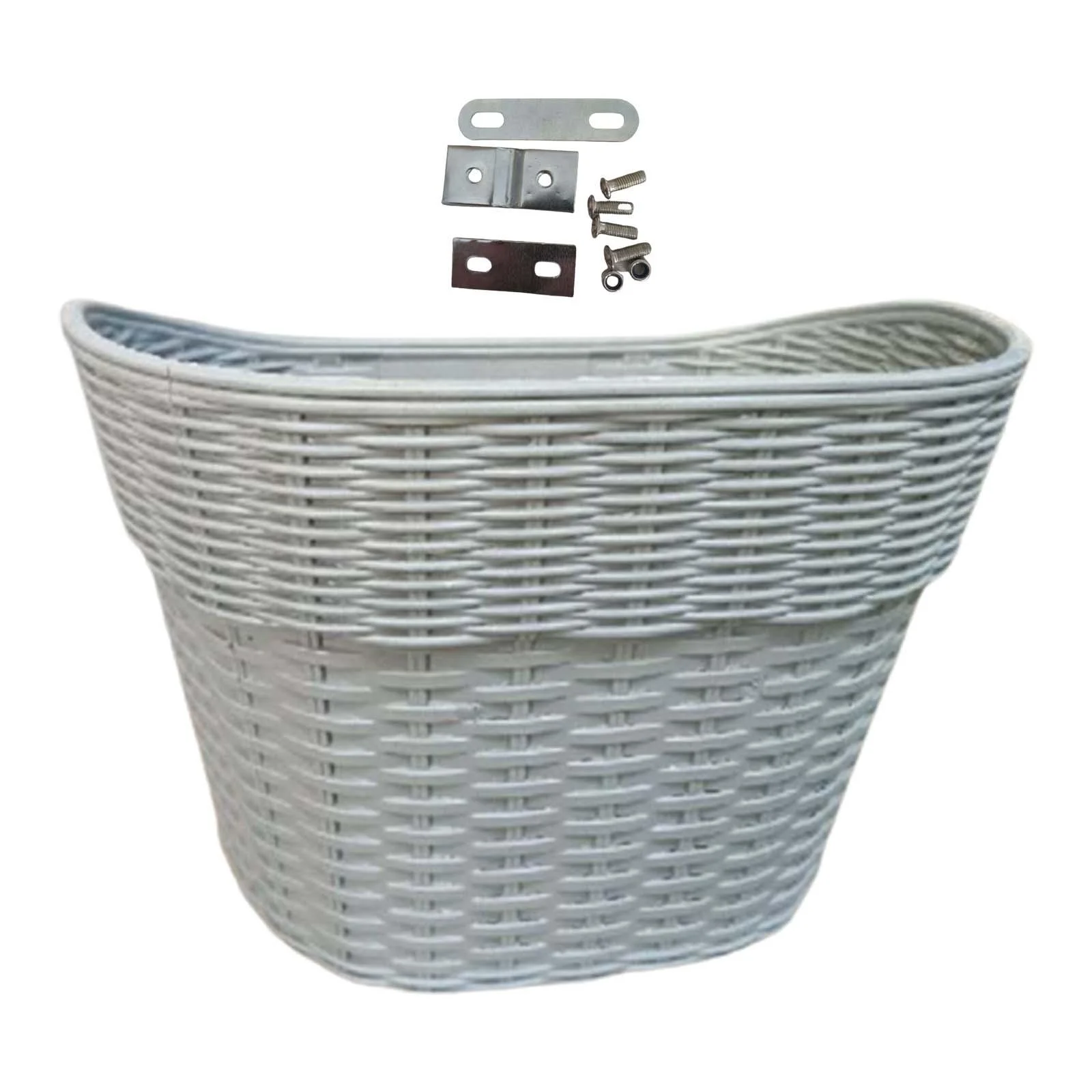 Bike Basket Handlebar Basket Imitation Rattan Vintage bike Storage Baskets Most Adult Bikes Bike Accessories Removable Portable Front large gray