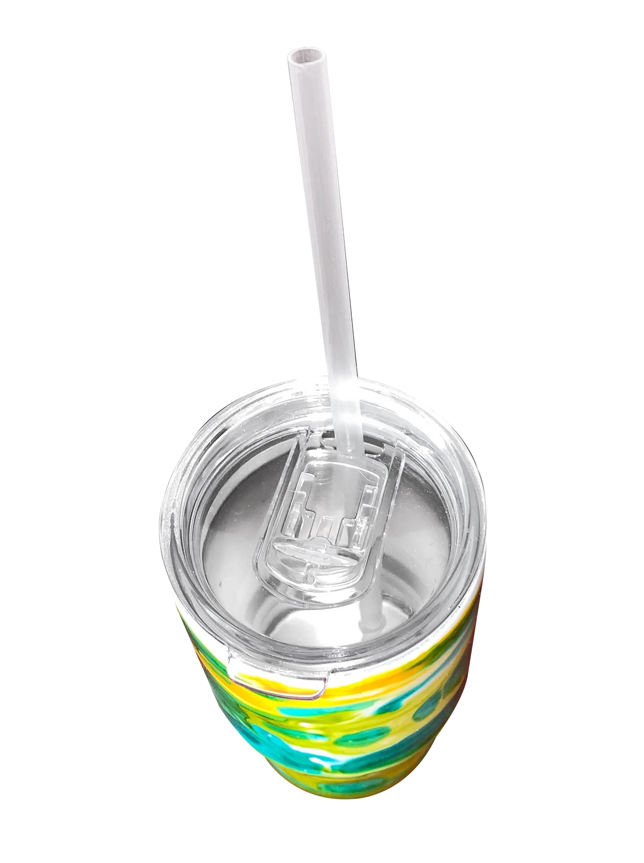 Hand-Crafted 12 oz. Multi-colored Fun Tie Dye Pattern Stainless Steel Double Walled Tumbler Water Bottle Cup by Why Not E-commerce