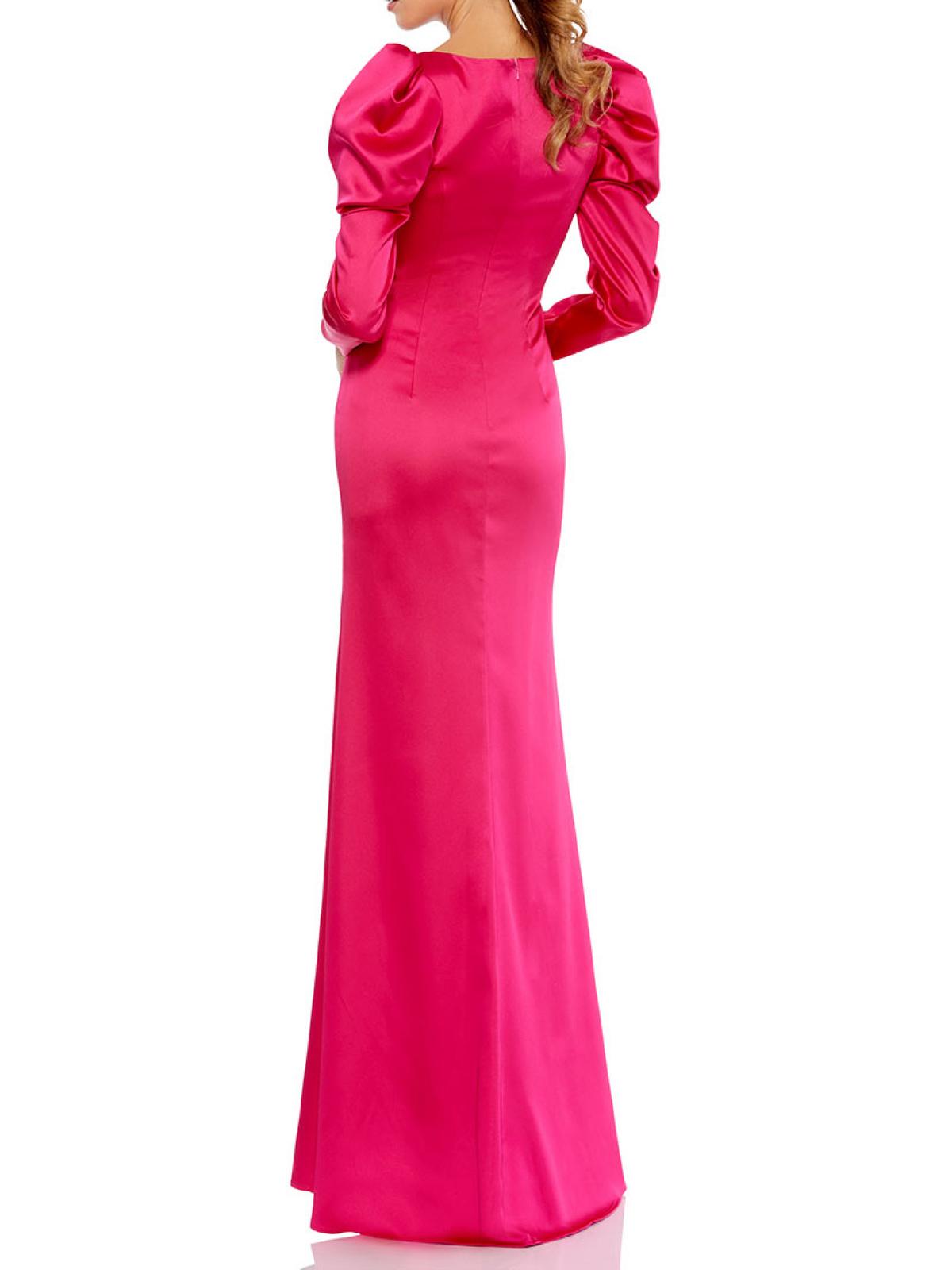 Ieena for Mac Duggal Womens Satin Puff Sleeve Evening Dress