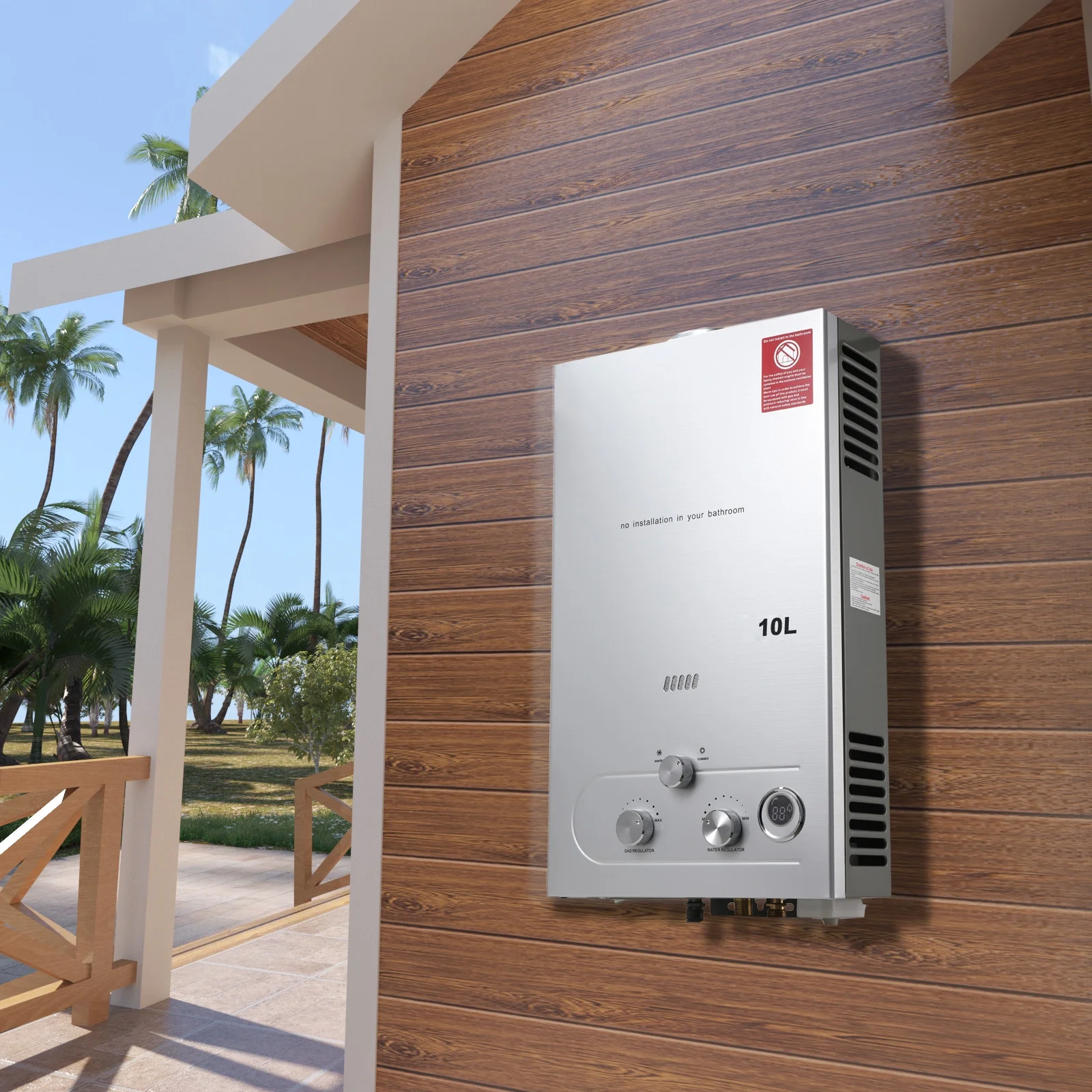 SUDEG 10L 20KW LPG Hot Water Heater Propane Instant Gas Heater with Shower Head Kit