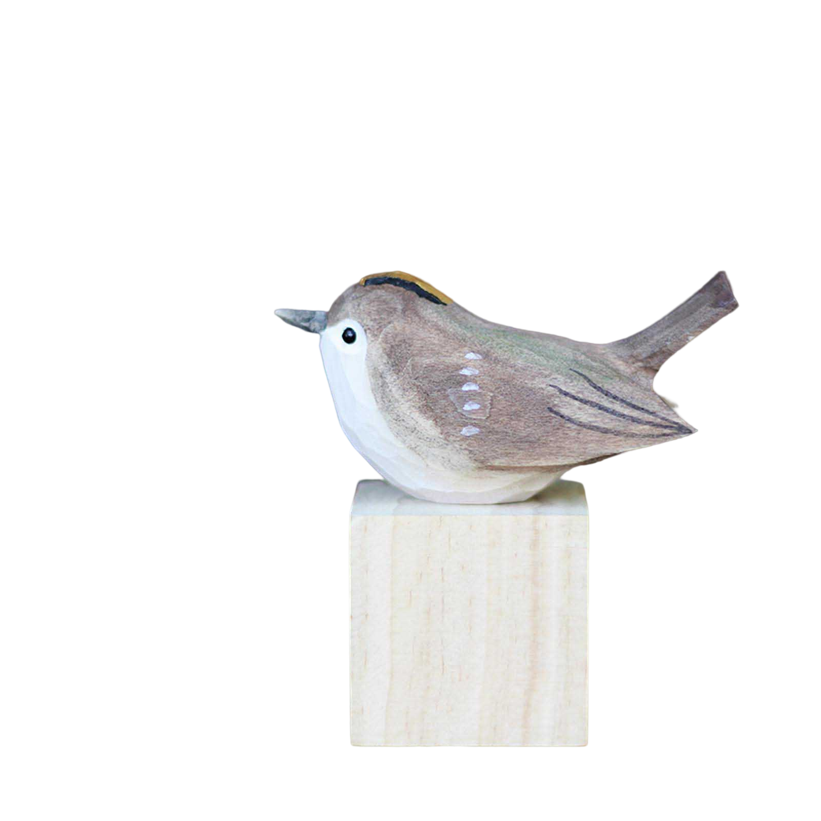 3.54“ Golden-crowned Kinglet Figure - Carving, Hand-Made, Decoration, Miniature Animals