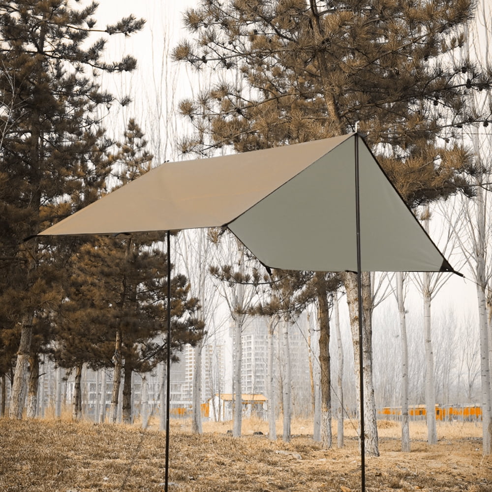 Camping Awning with Poles Waterproof Protection Sun Shade Camping Hiking Backpacking Tarp Rain Fly