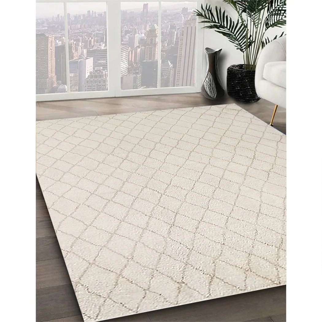 Ahgly Company Indoor Rectangle Mid-Century Modern Desert Sand Beige Oriental Area Rugs, 2' x 5'