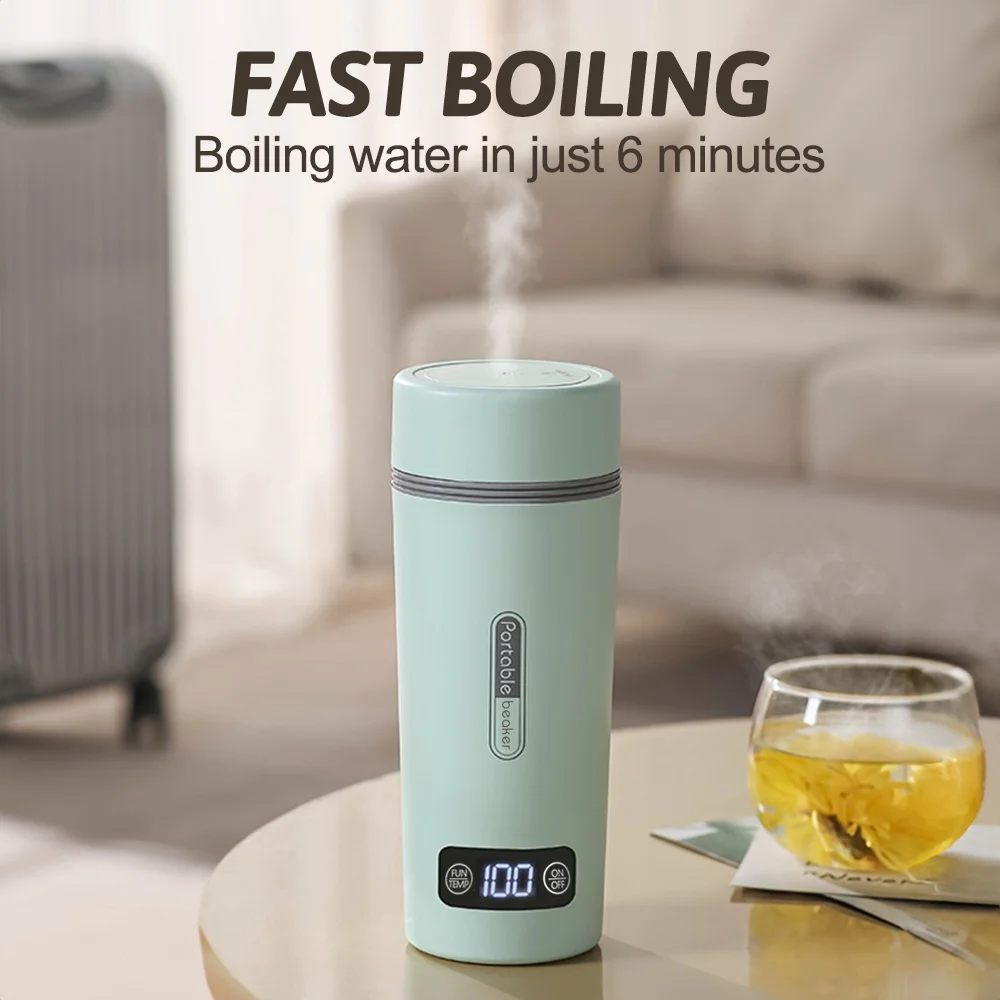 Anself Portable Electric Kettle for Boiling Water 350ml Stainless Steel -Spill Leak Proof Hot Water Boiler with 4 Variable Presets Keep Warm Function for Travel Work
