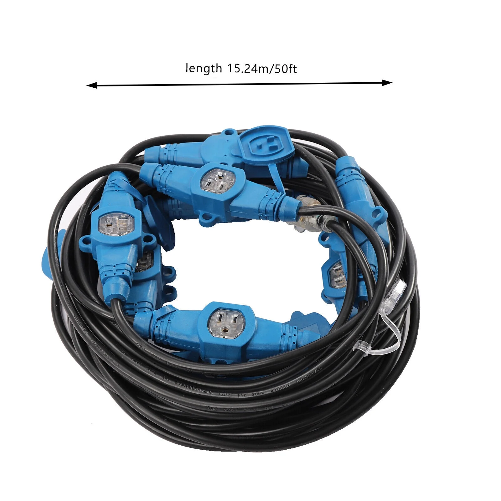 50' Heavy Duty Power Cable Extension Cord 12/14Gauge SJTW 7/10/11 Outlet Outdoor