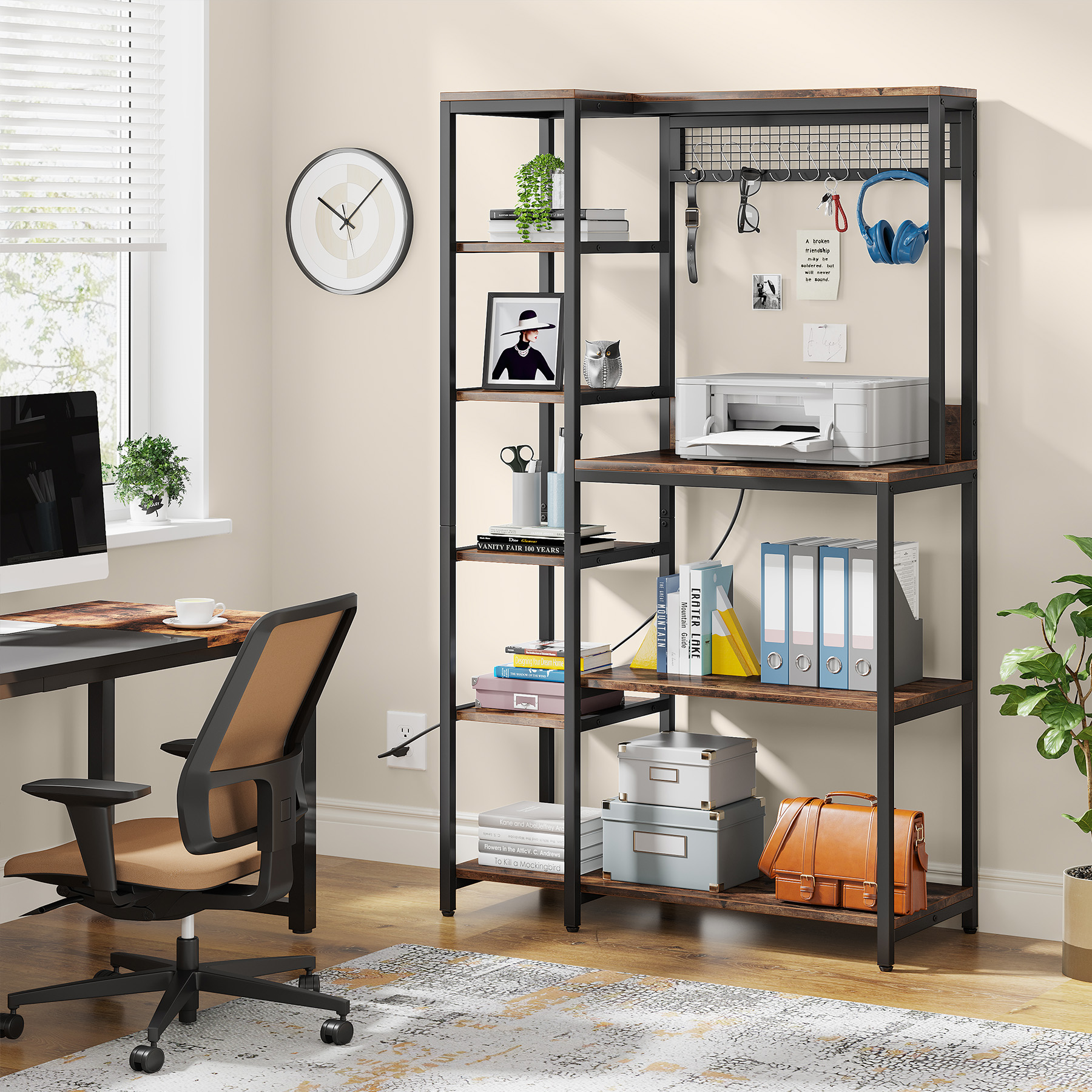 Tribesigns 8-Tier Kitchen Baker's Rack with with Power Outlets, Free Standing Microwave Oven Stand with 8 S-Shaped Hooks