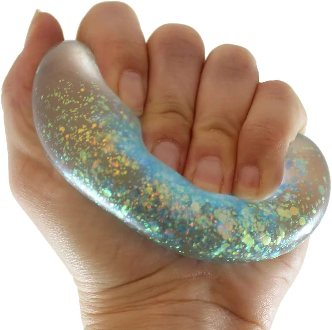 1 Glitter Sugar Ball - Glittery Shimmer Thick Glue/Gel Stretch Ball - Ultra Squishy and Moldable Slow Rise Relaxing Sensory Fidget Stress Toy (Random Color)