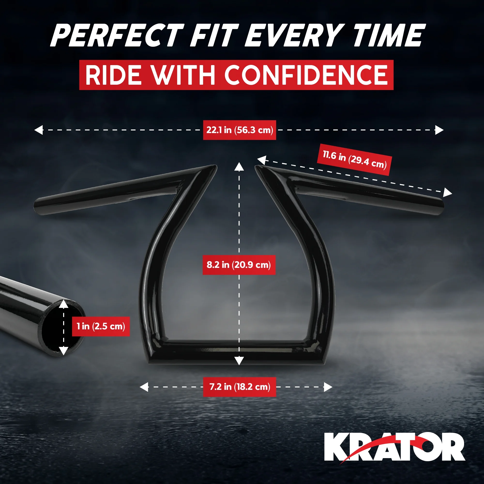 Krator Motorcycle Black Z-Bar Handlebar 1 Inch Compatible with Harley Davidson Softail Heritage Classic