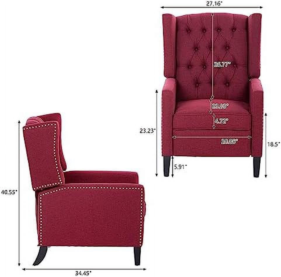 NLIBOOMLife Push Back Recliner Chair  Upholstered Wingback Chair Tufted Armchair Mid Century Modern Lounge Recliners for Small Spaces  Living Room  Bedroom Home Theater Beige