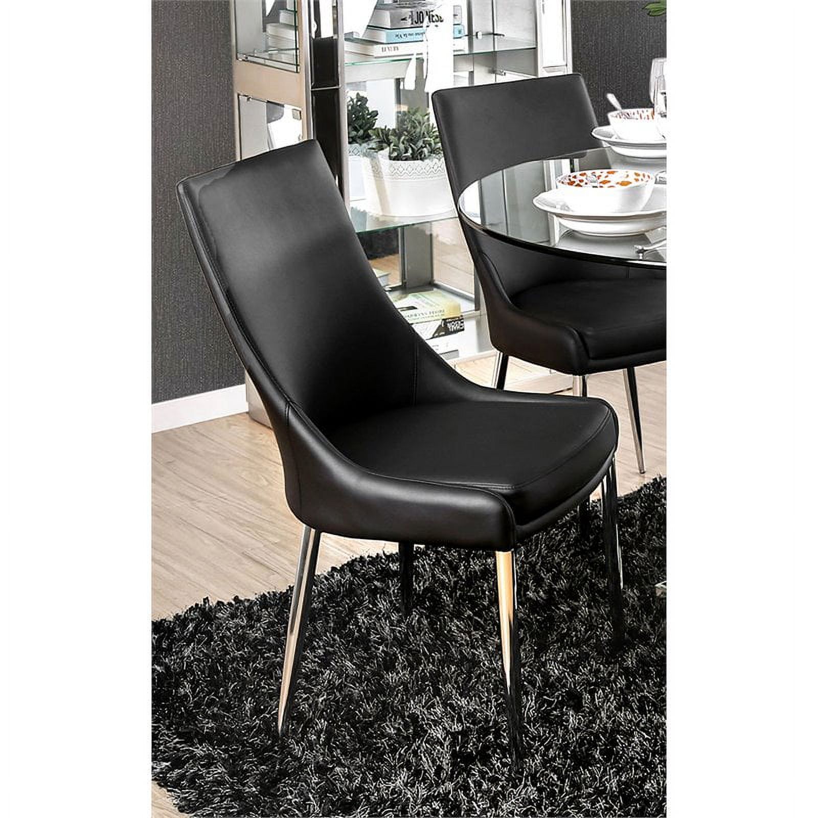 Furniture of America Dilton Faux Leather Dining Chair in Black (Set of 2)