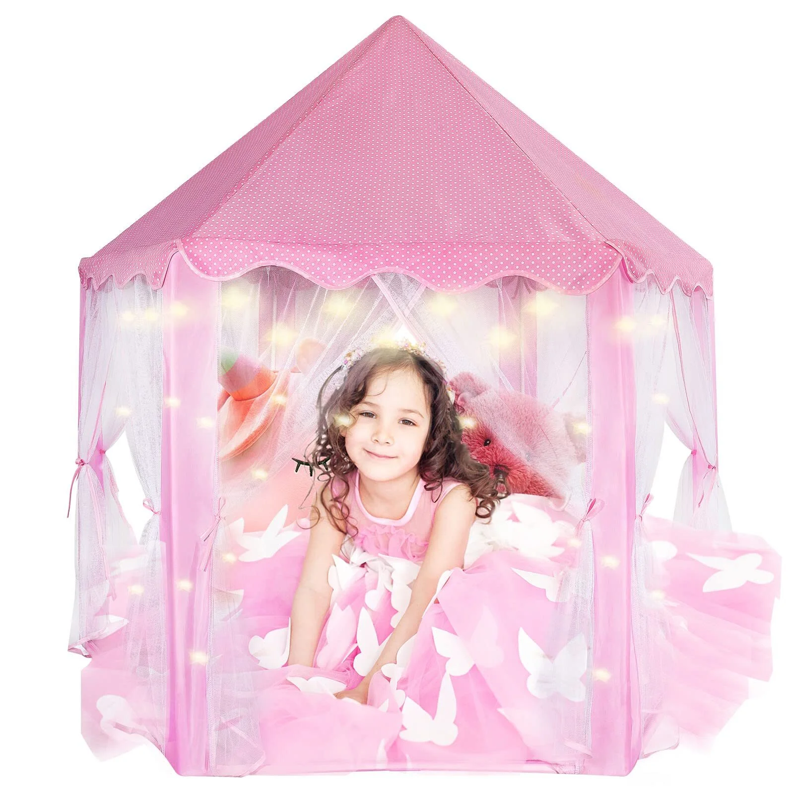 Kepeak Castle Princess Tents for Little Girls with Lights, Kids Tents for Indoor and Outdoor Play
