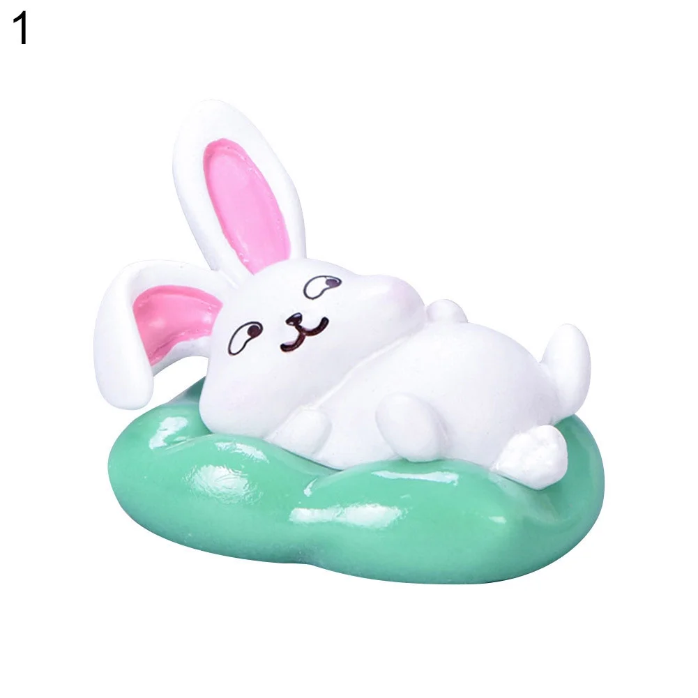 Ludlz Resin Dollhouse Miniature Mid-Autumn Festival Cute Moon Cake Rabbit Ornaments