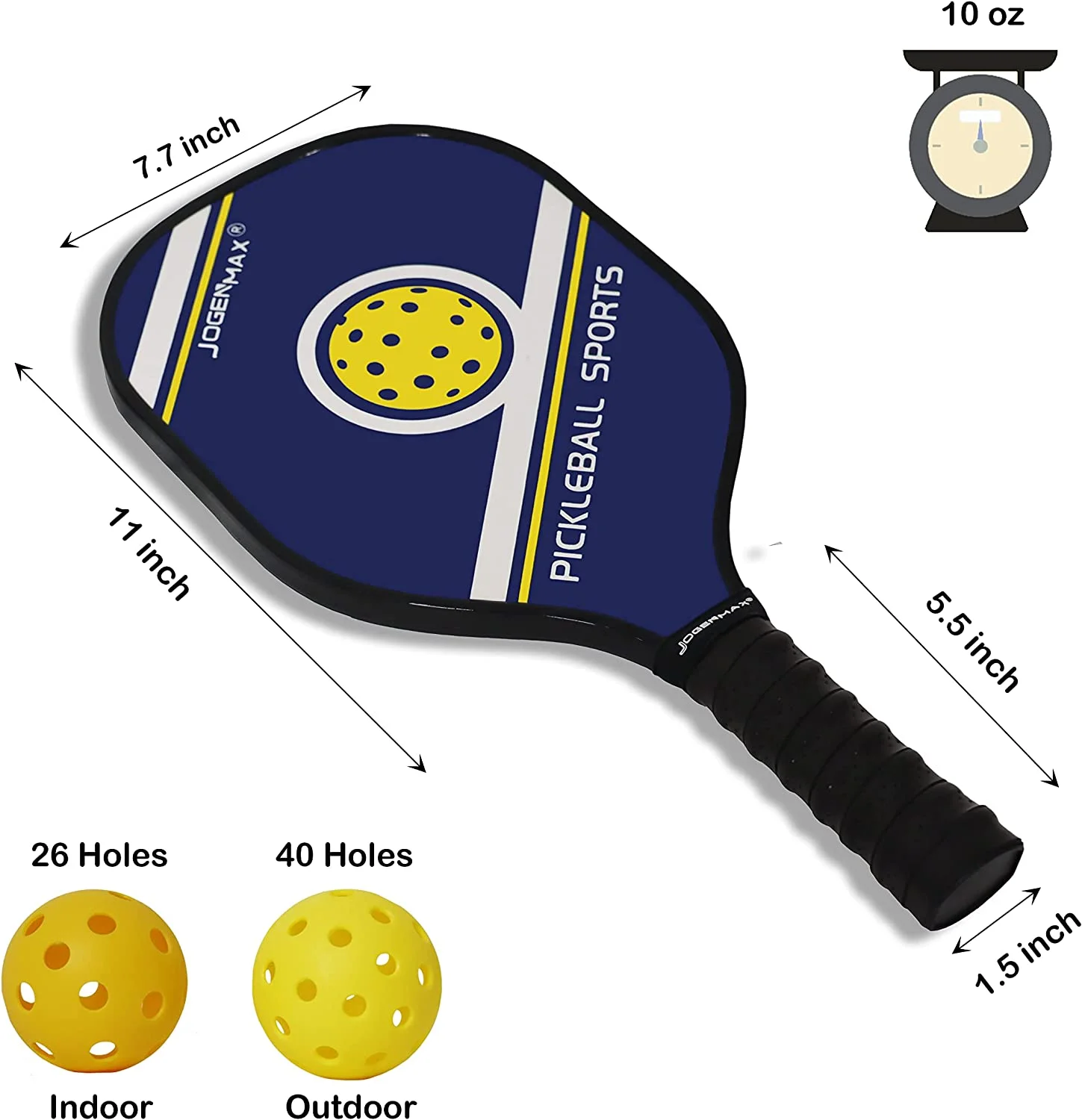 JOGENMAX Wood Pickleball Paddles,Pickleball Set of 4 with Balls