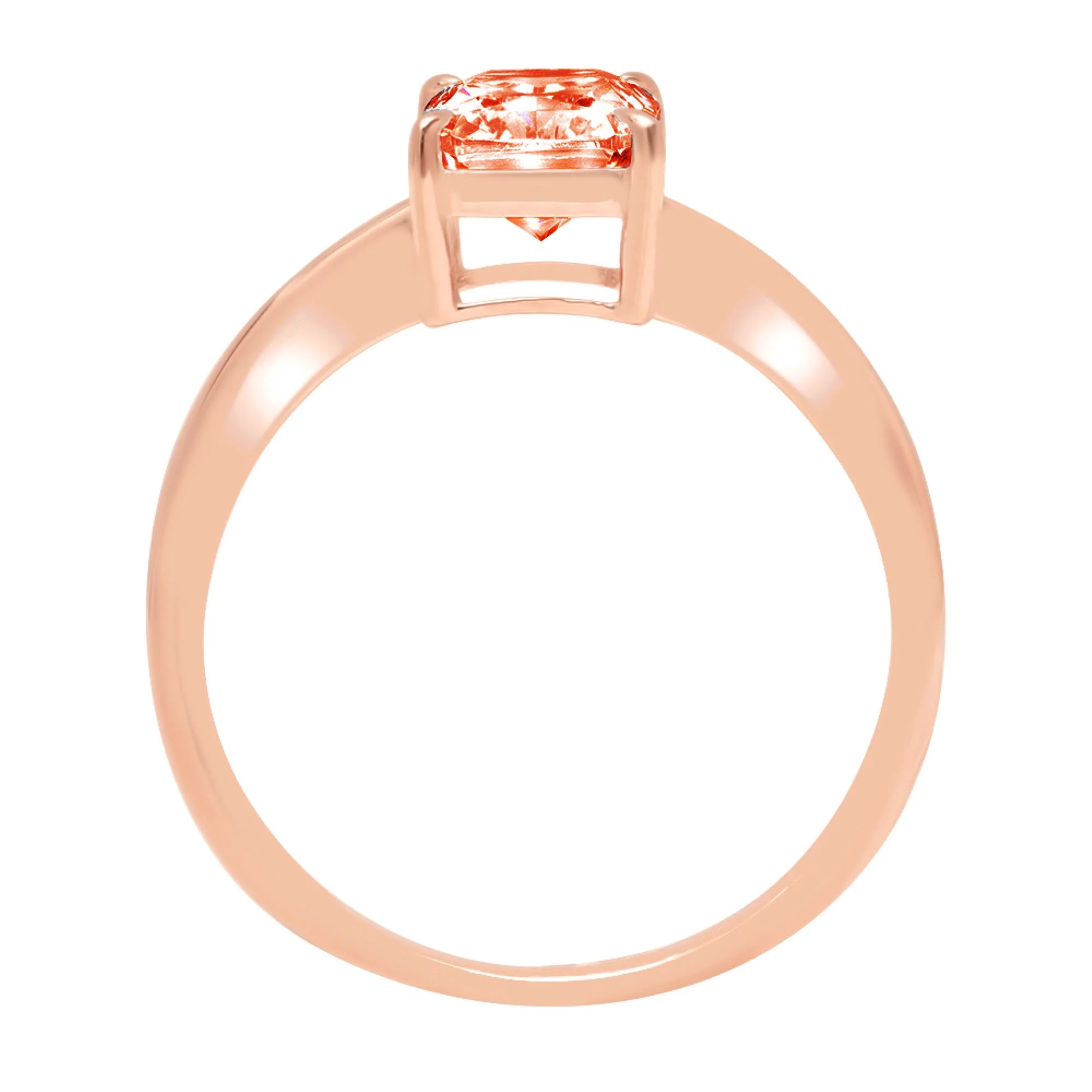1.75 ct Brilliant Radiant Cut Clear Simulated Diamond 18K Rose Gold Solitaire Ring SZ 6.75