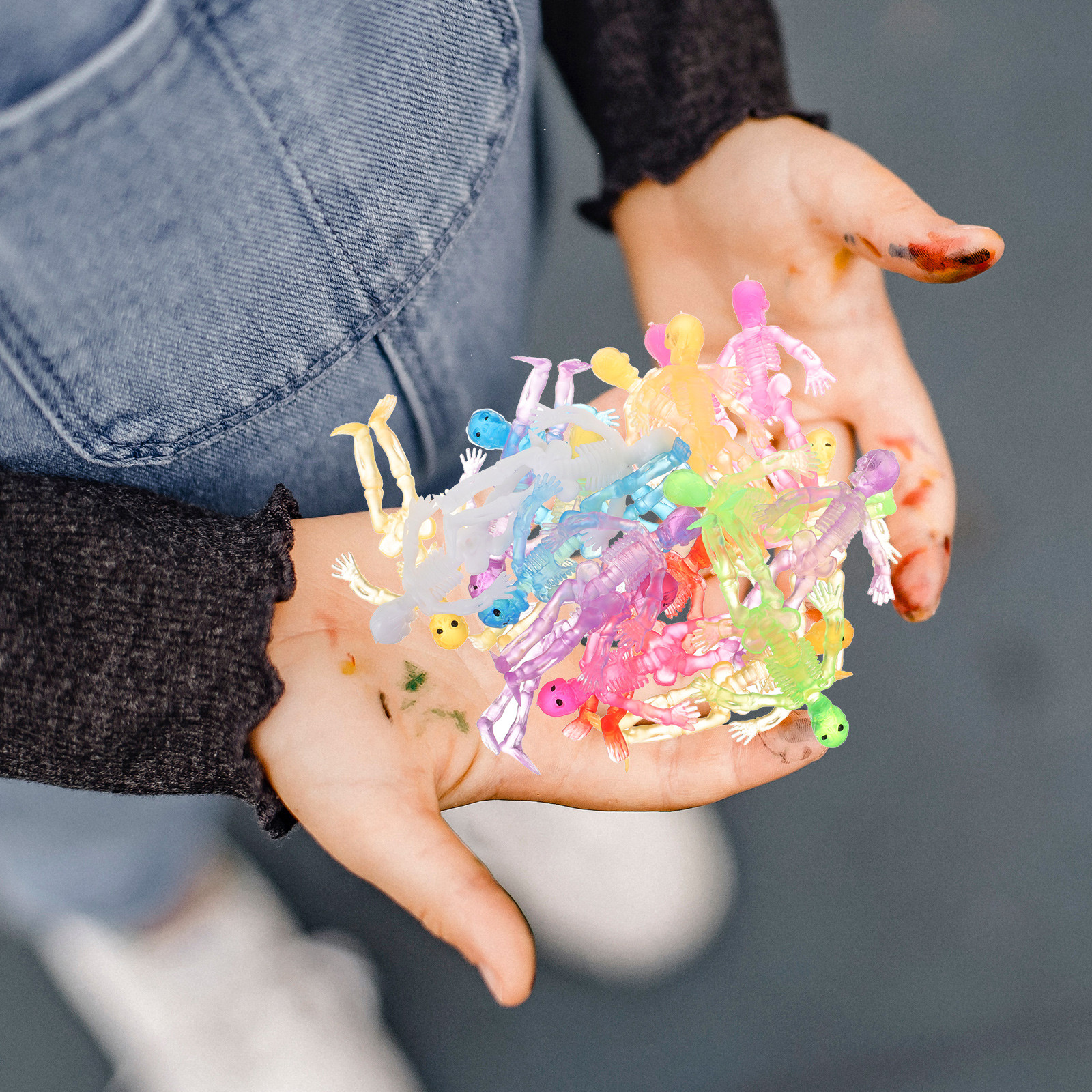 20 Pcs Colorful Skull Toy The Gift Stretchy Pressure Relief Toy Staying Cool Kids Playset Funny Stress Toy Child