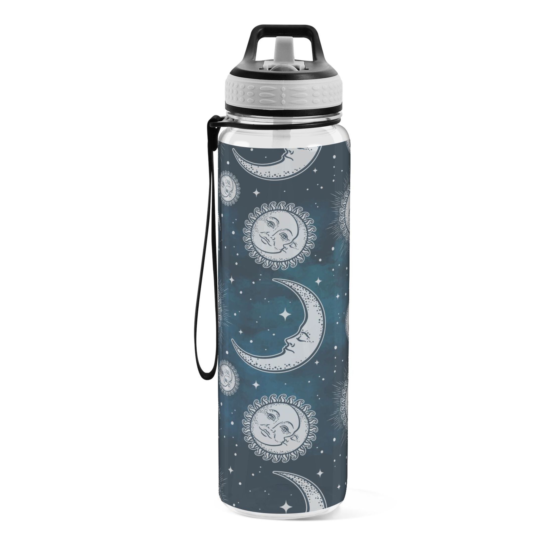 Bohomia Moon Sun and Stars 32oz Sports Water Bottles Leakproof Tritan Bottle with Straw BPA Free Clear Bottle for Fitness Gym Outdoor Cycling
