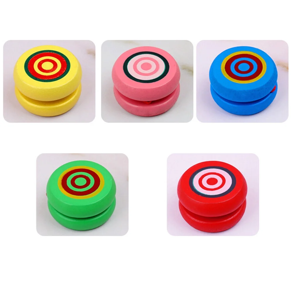 4pcs Children Cartoon Yoyos Wooden Educational Yoyo Toy Funny Ball Toy Plaything for Kids (Random Color)