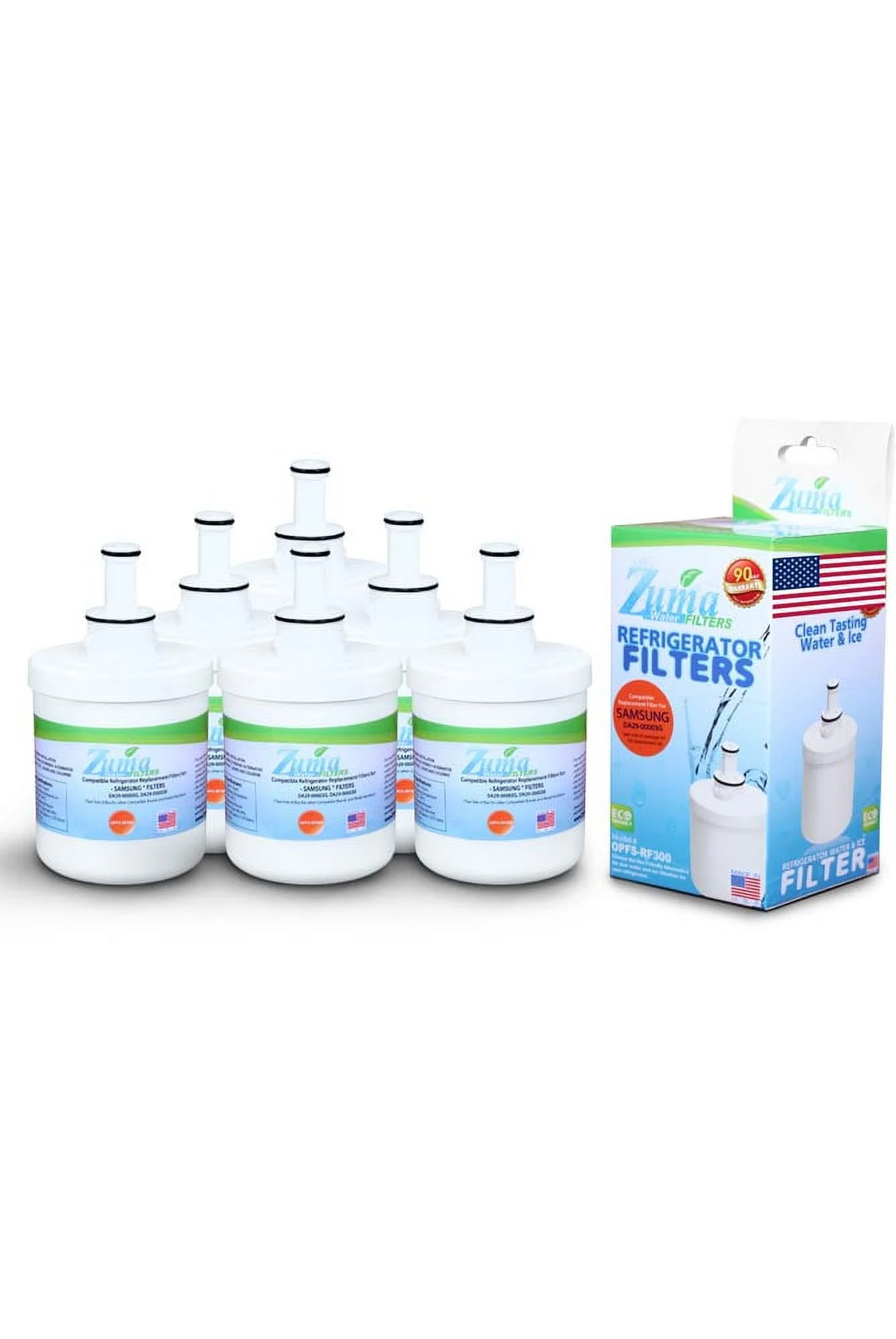 ZUMA Brand , Water and Ice Filter , Model # OPFS-RF300 , Compatible with Samsung® DA00003A - 6 Pack - Made in U.S.A.