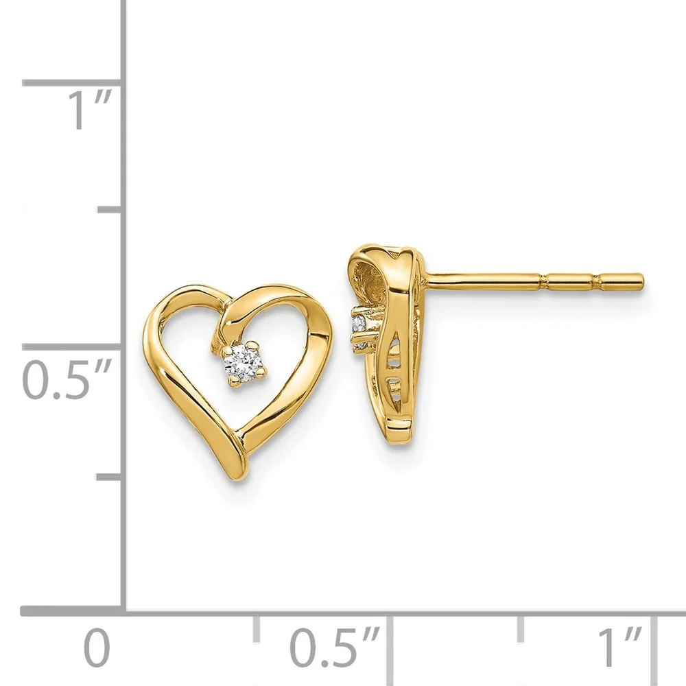 Auriga 14k Yellow Gold Diamond Heart Stud Earrings for Women (L- 0.4 inch, W- 0.4 inch)