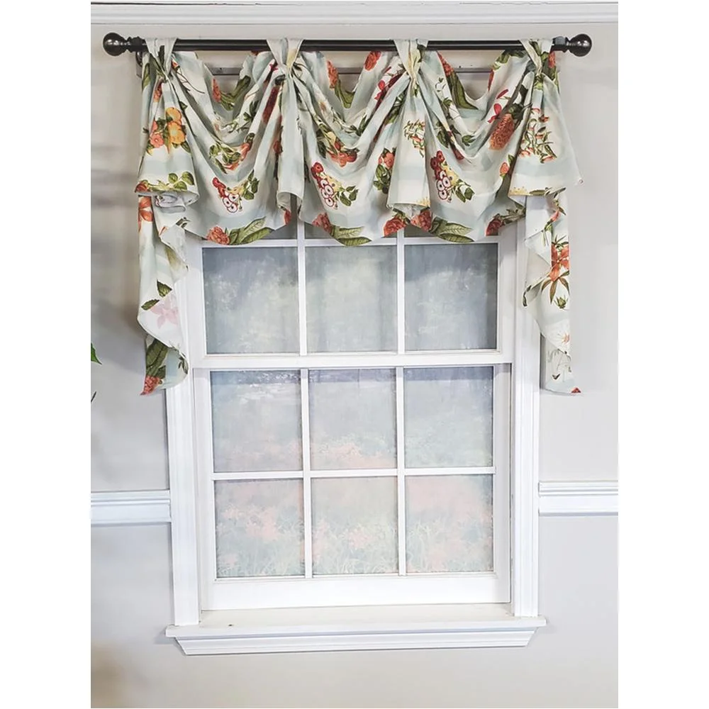 RLF Home Luxurious Modern Design Garden Pallet Victory Swag 3-Scoop Window Valance 50