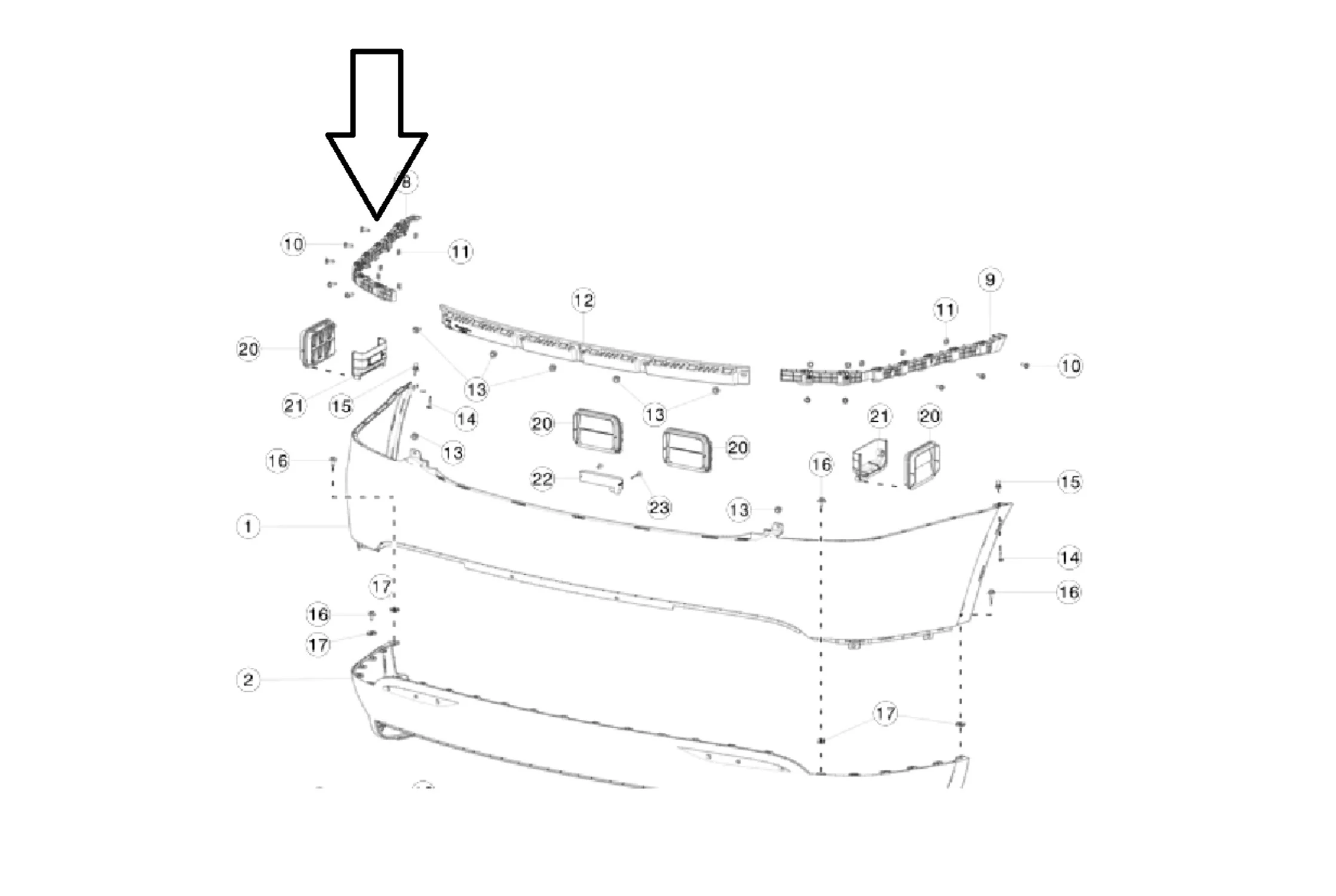 Tesla Model X Rear Bumper Left Wing Bracket, 2016-2021