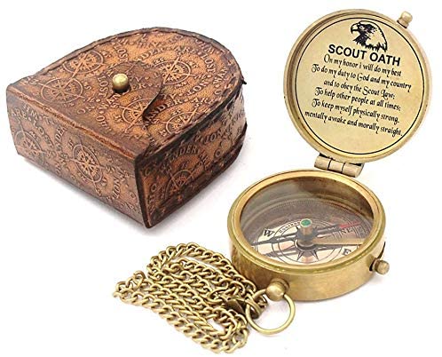 ROORKEE INSTRUMENTS (INDIA) A NAUTICAL REPRODUCTION HOUSE Moral Compass/Scout Compass/Forgiveness,Responsibility,Integrity,Compassion,Personalized Compass with Leather Case…